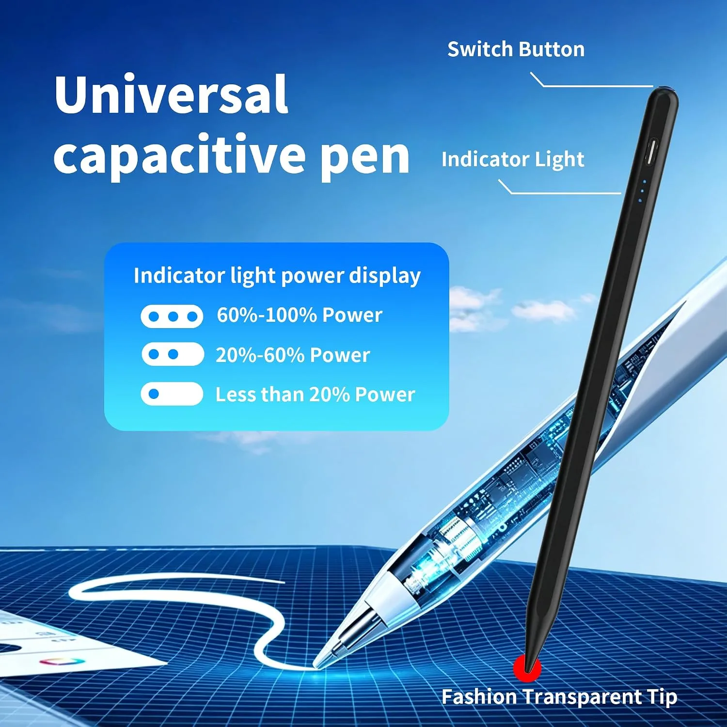 Stylus Pen Compatible with Nintendo Switch 1/2/OLED,for Amazom Max 11,HD 10 Table,Upgraded new Model, Precise Writing Pencil,Fast Charging,Auto Sleep,Button on/Off (Black、)