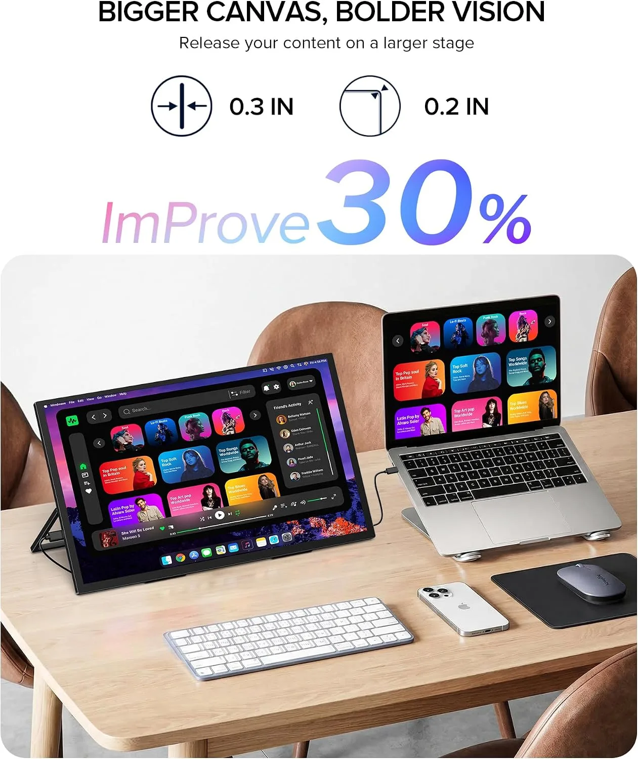 UPERFECT Portable Monitor 4K 60Hz 18.5", 145% sRGB QLED Laptop Monitor