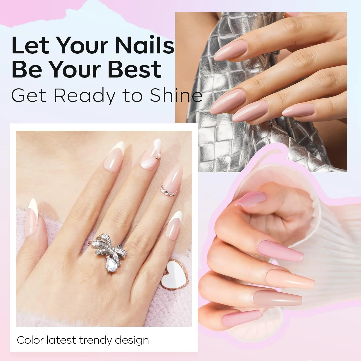 modelones Nail Polish Set, 6 Colors Bubble Bath Nude Glitter Nail Polish