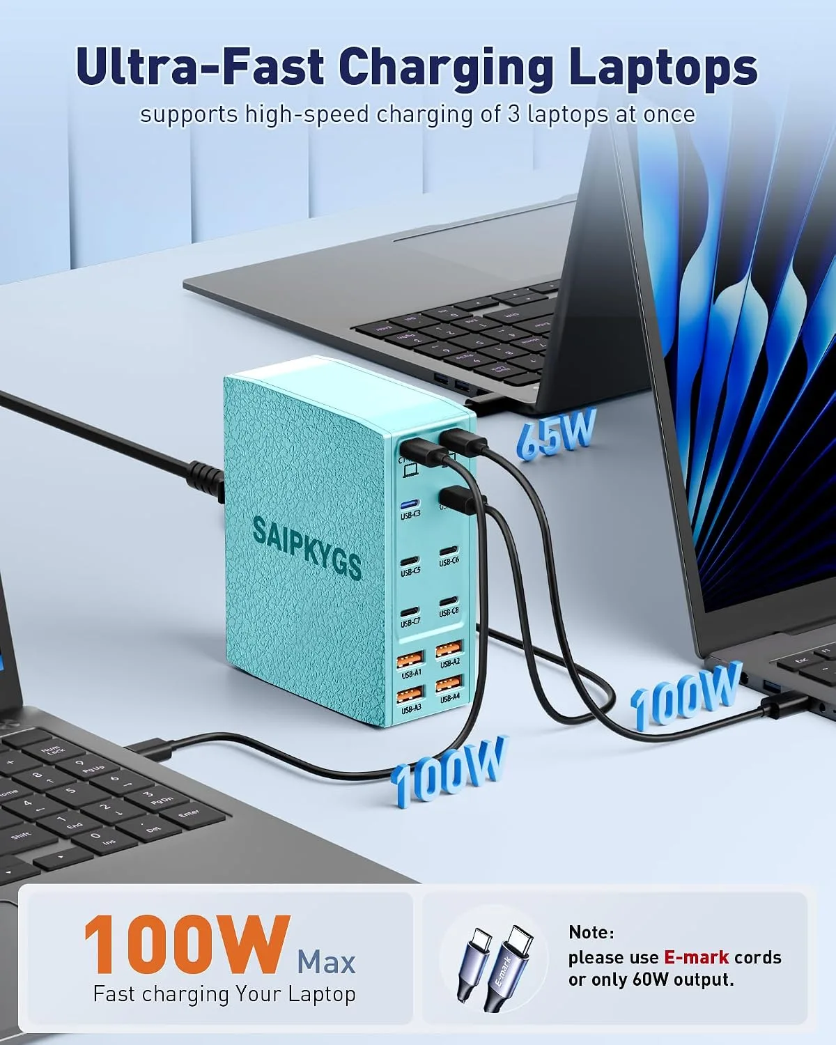 1000W USB Charging Station,12-Port USB C Charger Block with Dual 100W PD