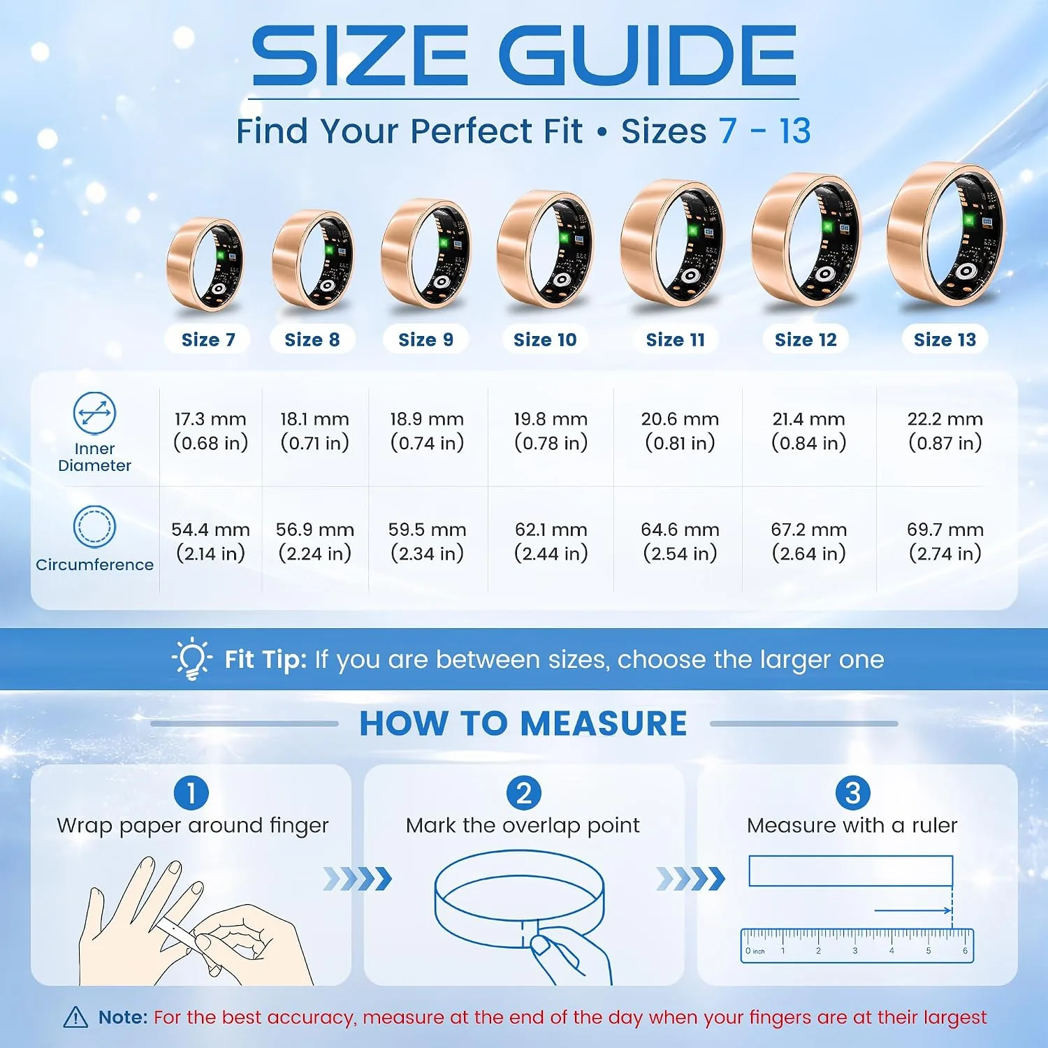 Smart Ring for Women & Men, Sleep & Fitness Tracker (Rose Gold, 6)