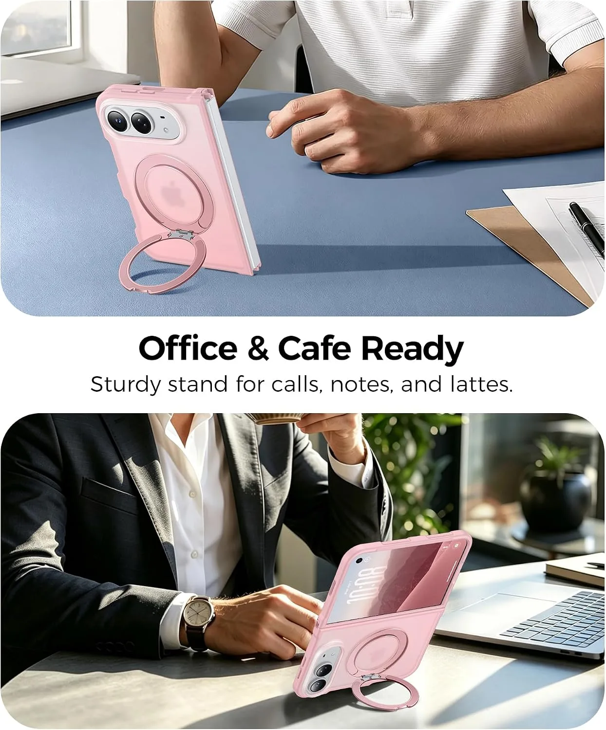 FNTCASE for iPhone Duo Case with 360 Spin Magnetic Stand Pink