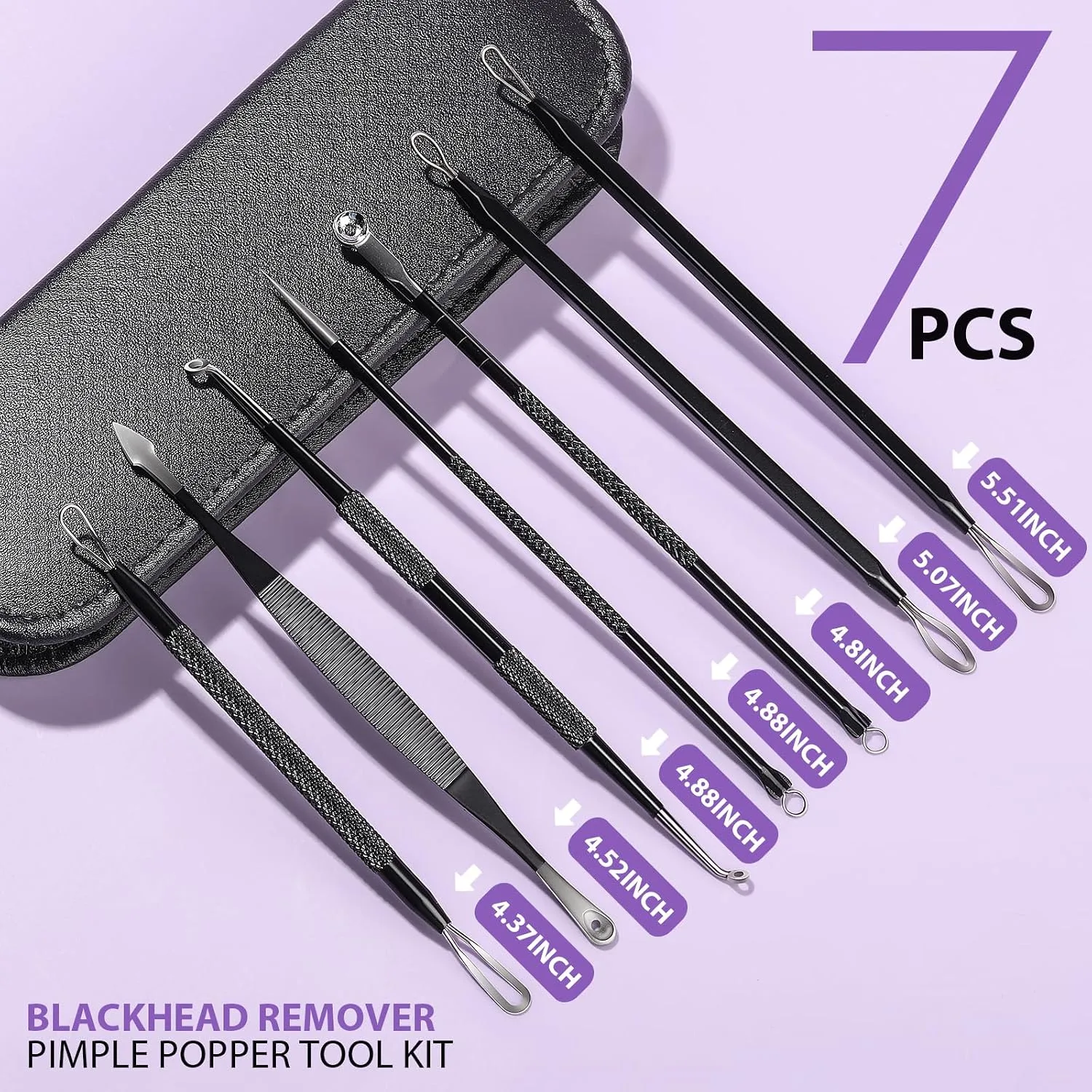 Teenitor 7 in 1 Blackhead Remover Tools, Surgical Grade Pimple Popper Tool Kit, Blackhead Extractor, Pimple Extractor, Black Head Remover