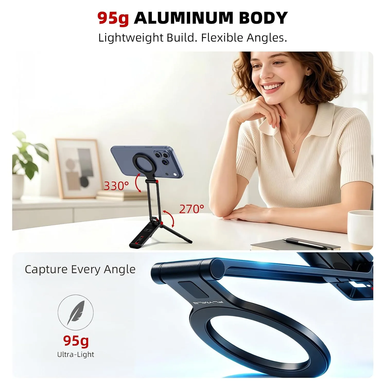 BRDRC Magnetic Phone Stand for MagSafe, Mini Tripod for iPhone 18 17 16