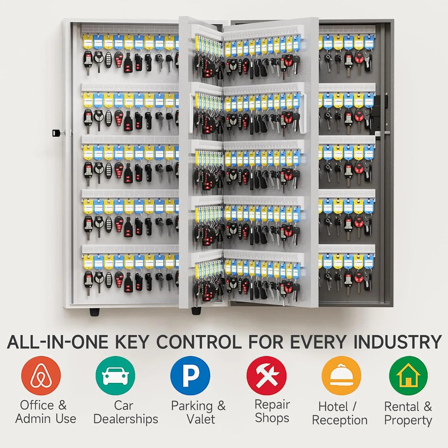 360 Key Lock Box Smart Key Organier Cabinet with Keypad & App for Office
