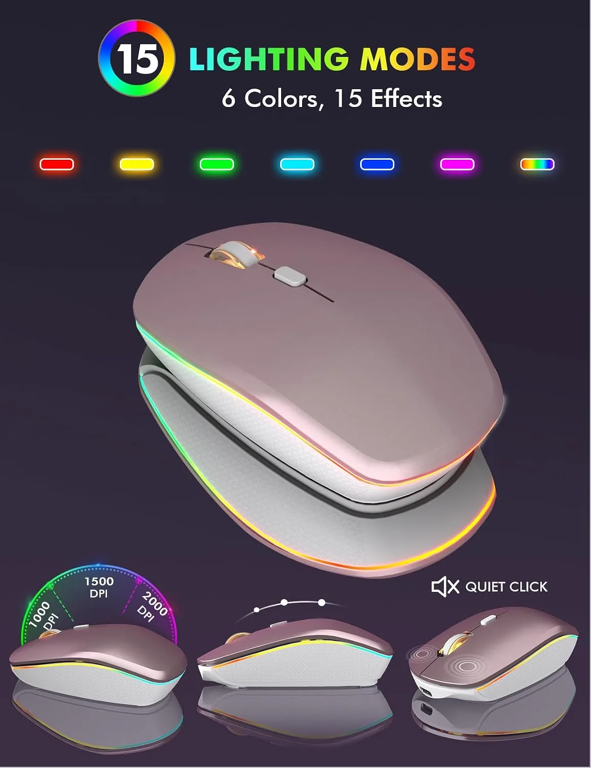 Wireless Keyboard and Mouse Combo, RGB Backlit, Trueque KM42Pro