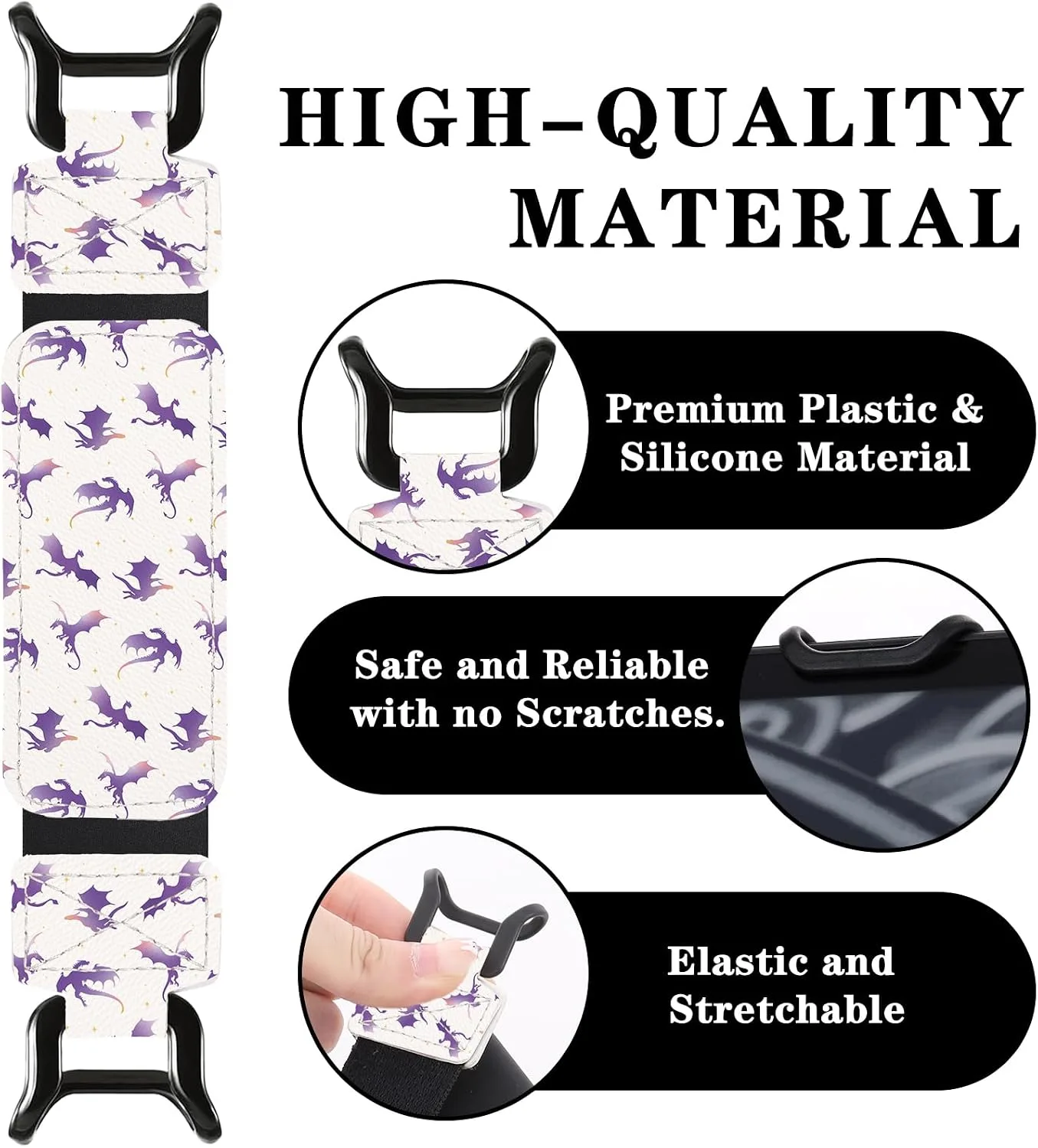 Hand Strap Accessories for Kindle – Purple Dragon Finger Grip for 6-7.5" Paperwhite 12th/11th Generation/Kobo/Lenovo/Sony Ereaders Lightweight Secure High Elasticity Holder for Reading