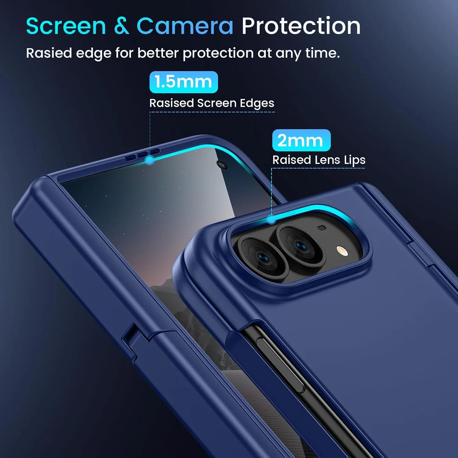 Magnetic for iPhone Duo Case with Screen Protector & Hidden Kickstand Blue