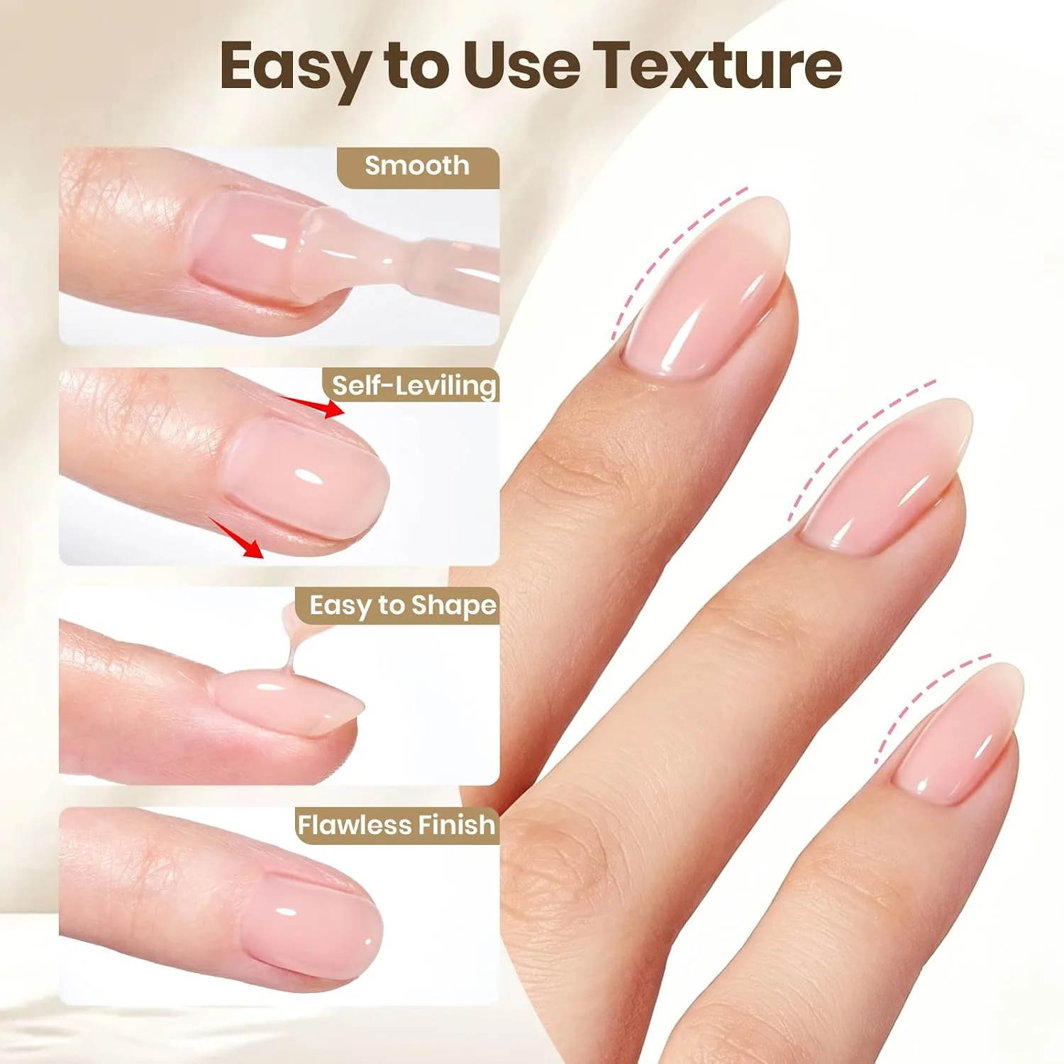 Beetles Builder Gel Nail Kit Clear & Nude Pink, Base Top Coat UV Nail Lamp