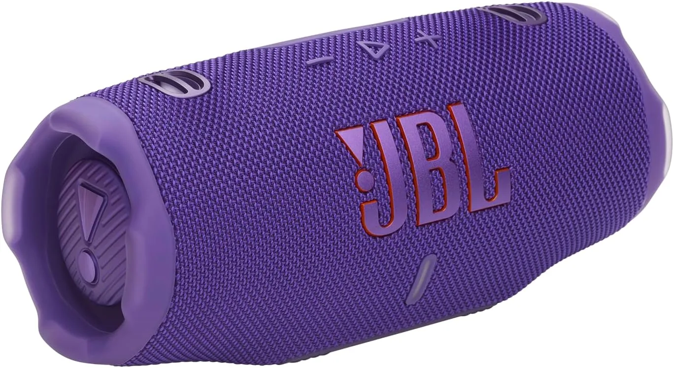 JBL Charge 6 - Portable Waterproof & Drop-Proof Bluetooth Speaker, Bold Pro Sound with AI Sound Boost, 28Hrs of Playtime, Built-in powerbank & Comes with a Sturdy/Removable Carrying Strap (Purple)