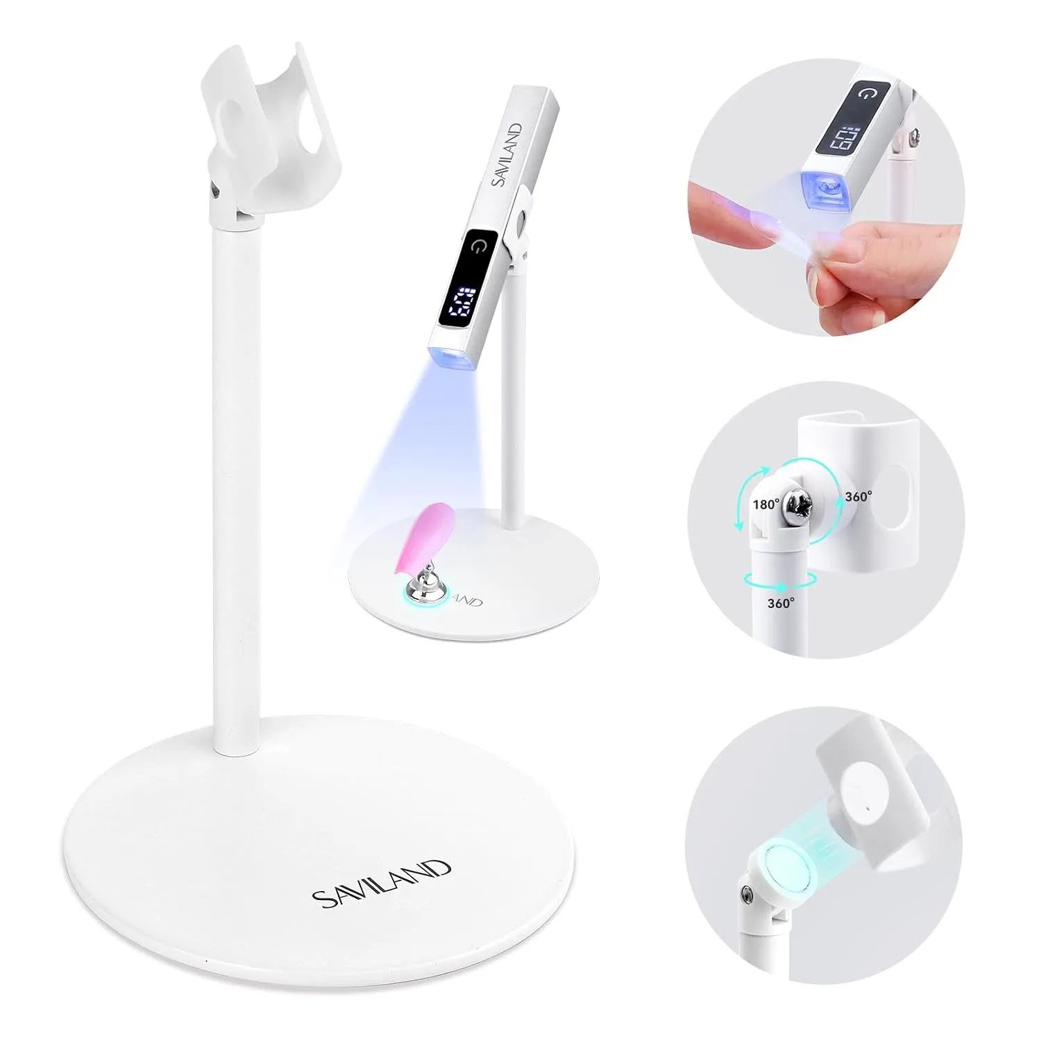 SAVILAND 360° Adjustable Magnetic U V Nail Lamp Stand for Handheld Light