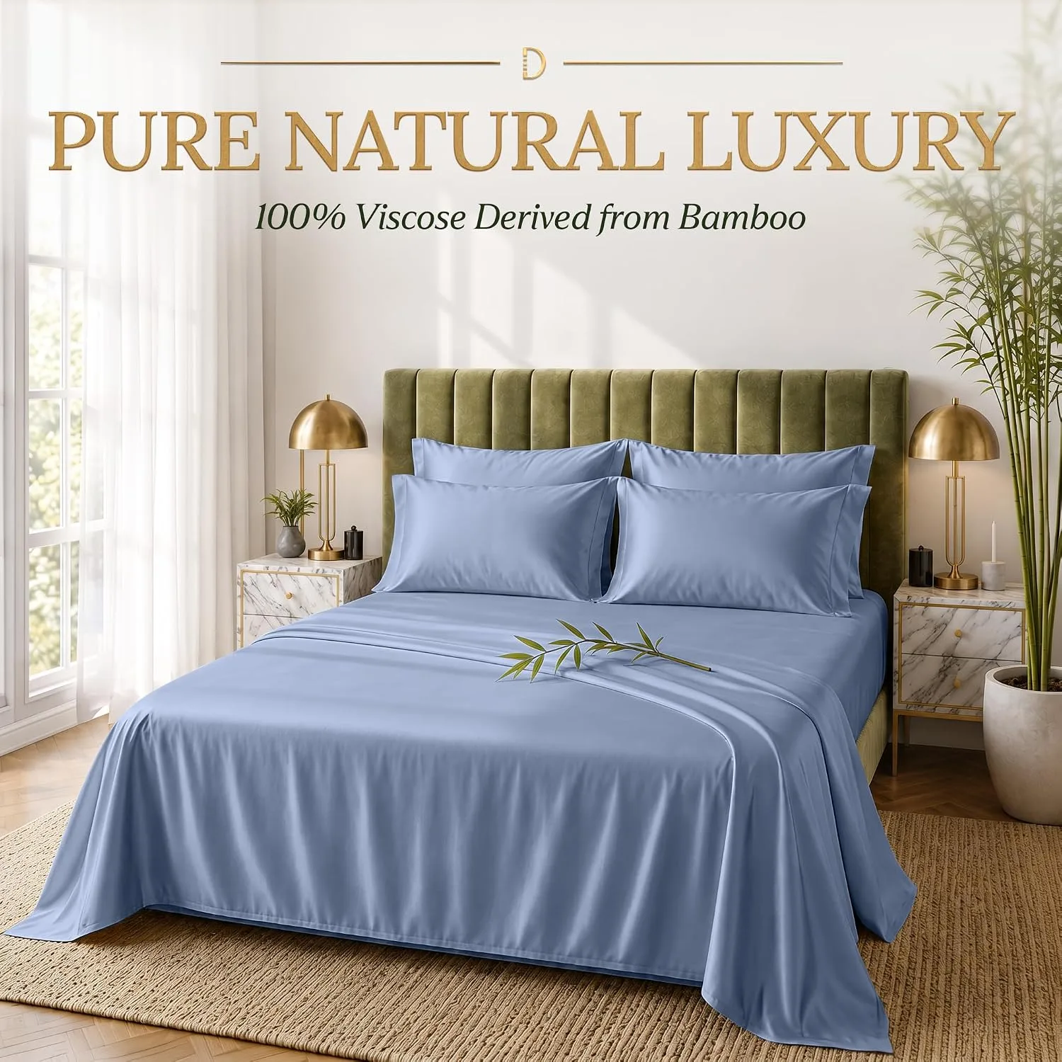 DECOLURE 100% Viscose from Bamboo Sheets King Size | 6 Pc Cooling Bed Set