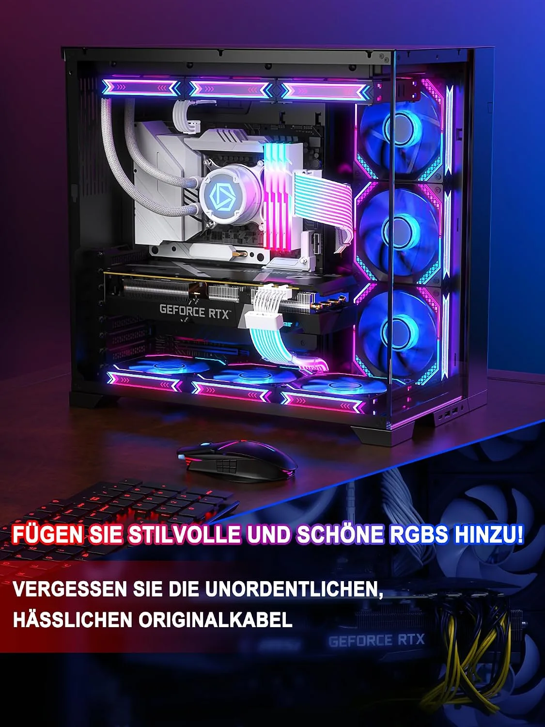 Sirlyr RGB PSU Extension Cables,with 24 ATX/2×8 Pin PCIE