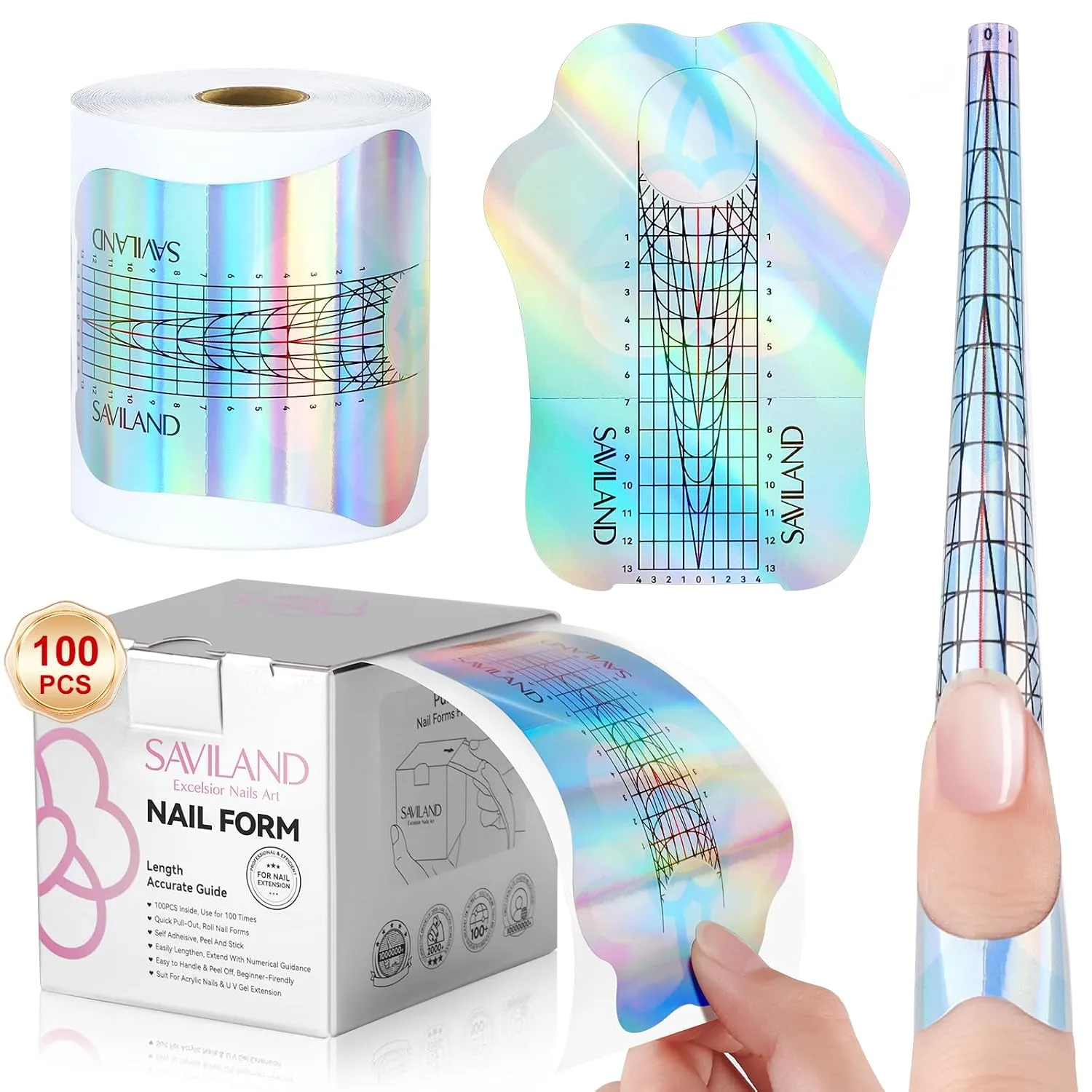 Formas para uñas Saviland reutilizables largo extra para acrílico y gel constructor