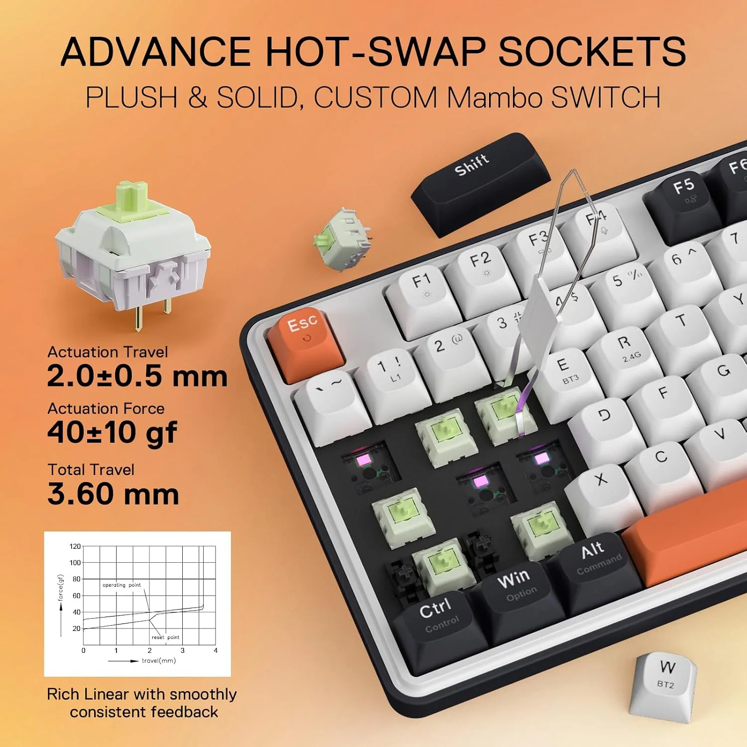 Redragon K689 PRO Wireless 108-Key Gasket RGB Gaming Keyboard, 4 Hotkeys