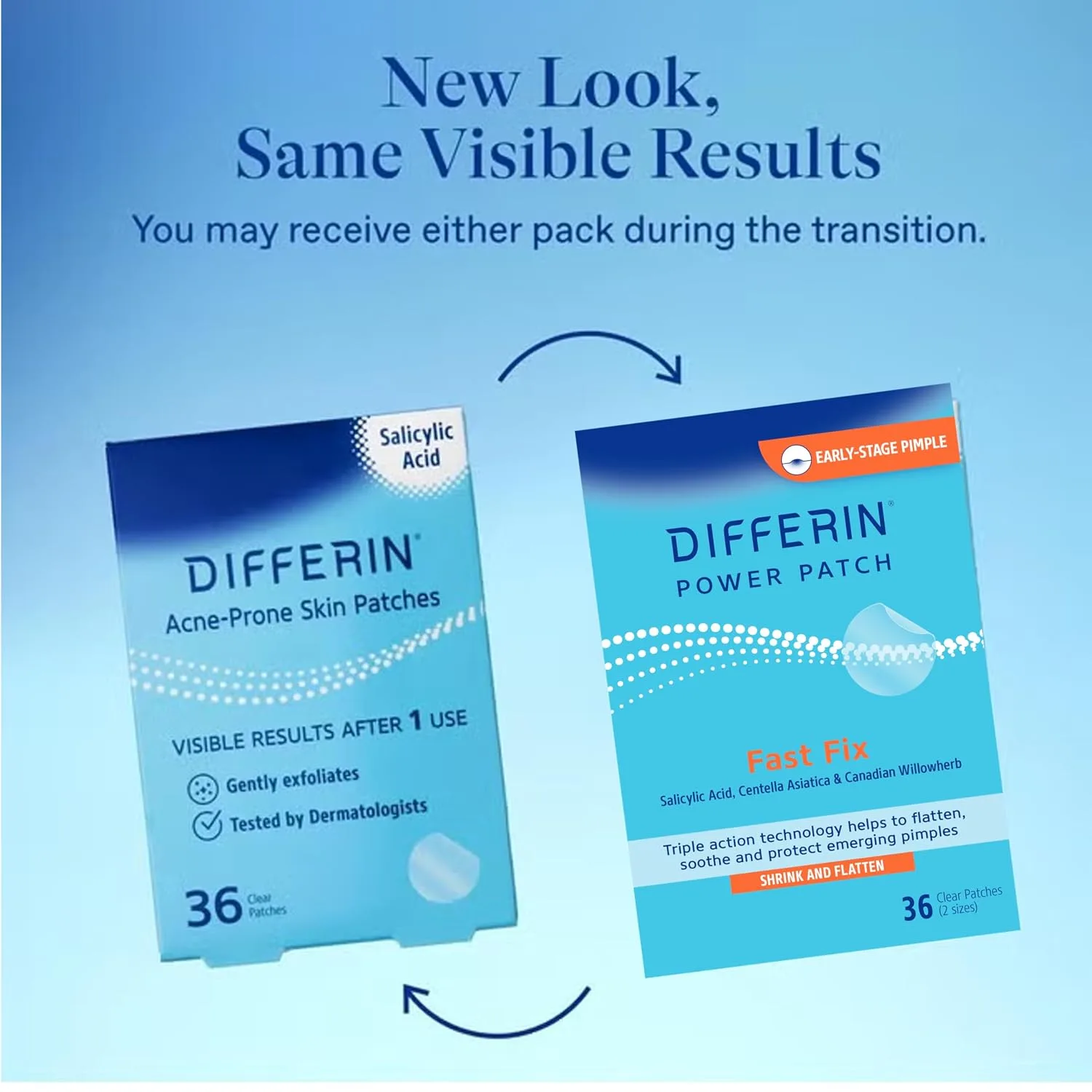 Differin Acne Treatment Pimple Patches, Salicylic Acid & Centella, 36ct