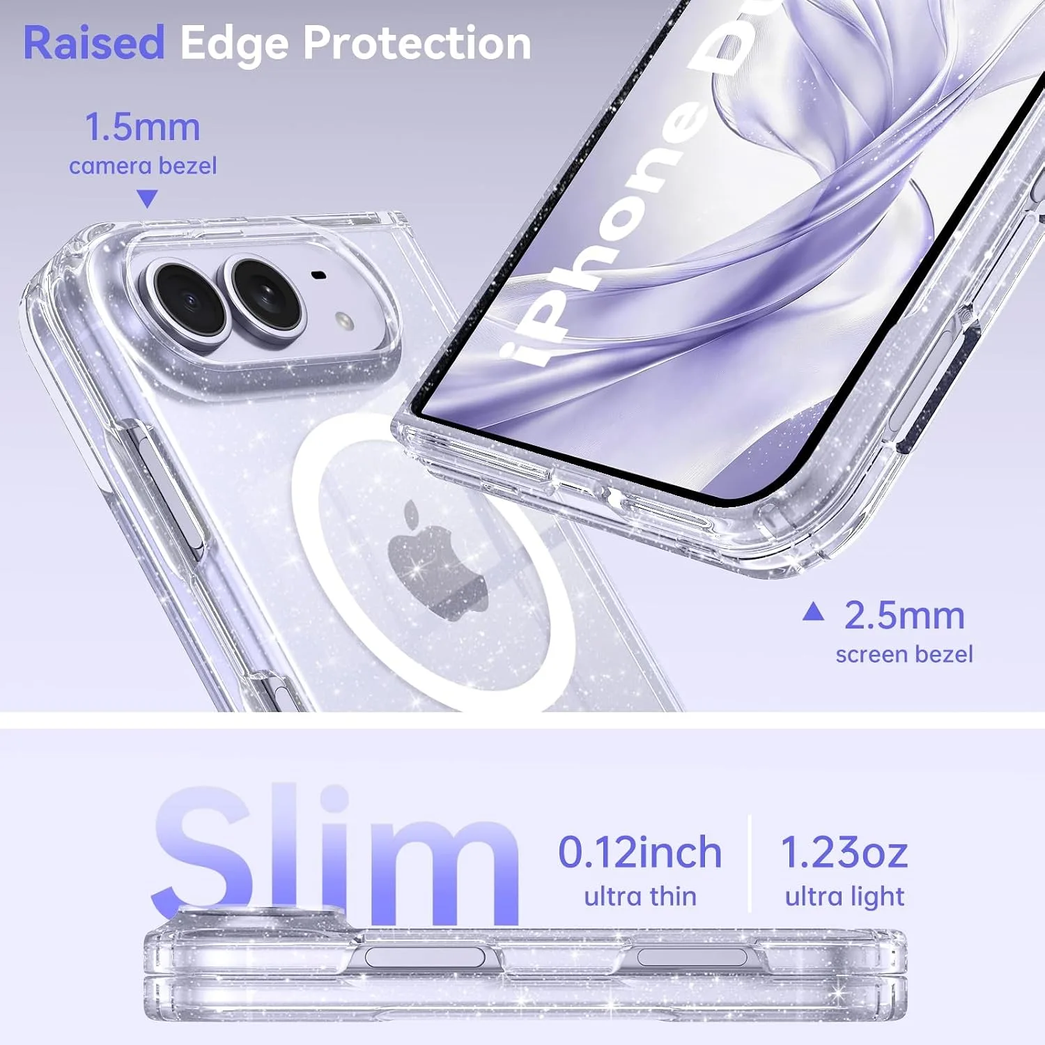 BENTOBEN Magnetic for iPhone Duo Case 2026, Clear Crystal Glitter Bling Phone Case iPhone Duo [Compatible with MagSafe] Shockproof Sparkly Cute Women Girls Cover for iPhone Duo, Clear Glitter