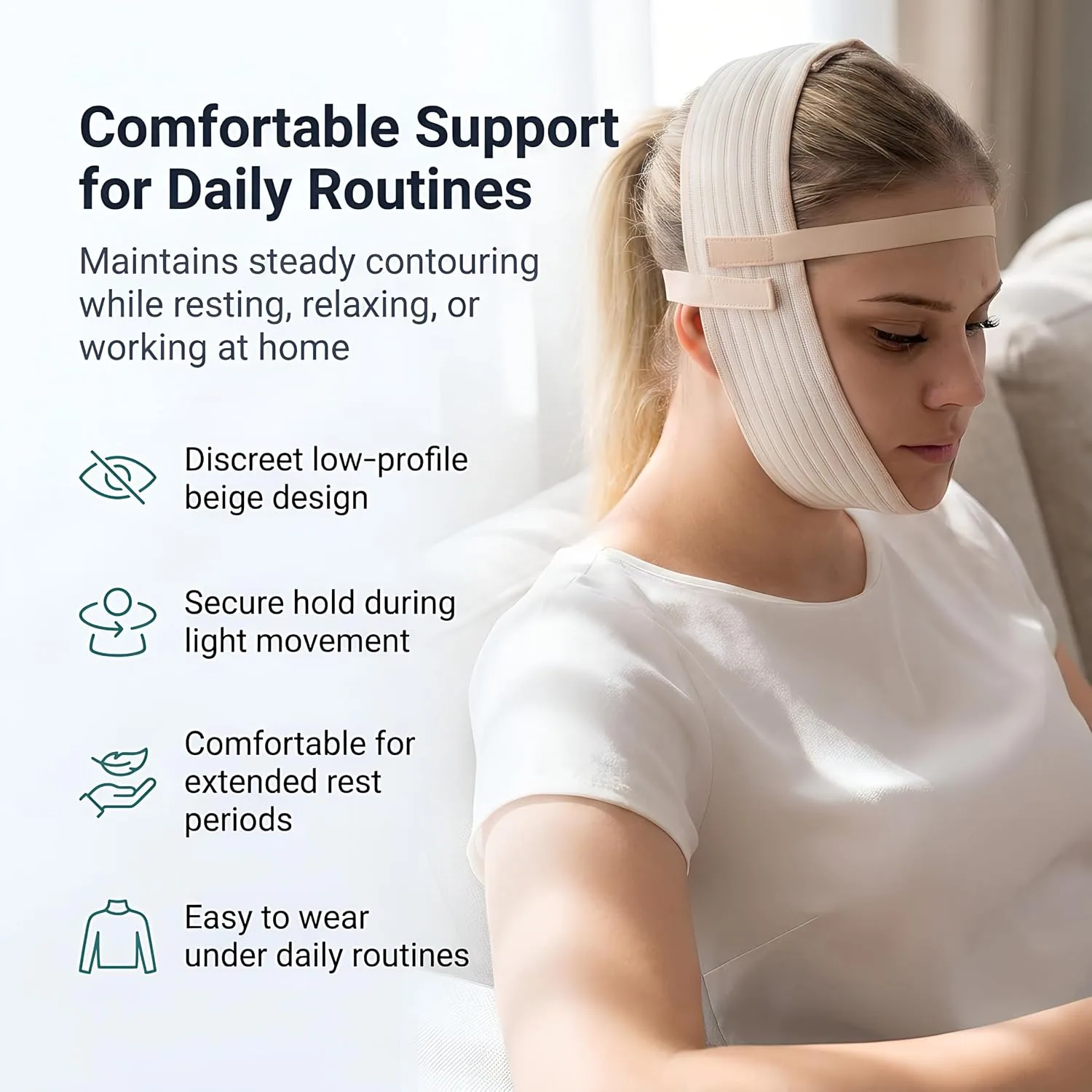 Post Surgery Facial Compression Garment Chin Strap Band, Double Chin Face Wrap Tape, Jawline Exerciser, Face Slimmer, Jowl Tightening, Chin Lifting Belt