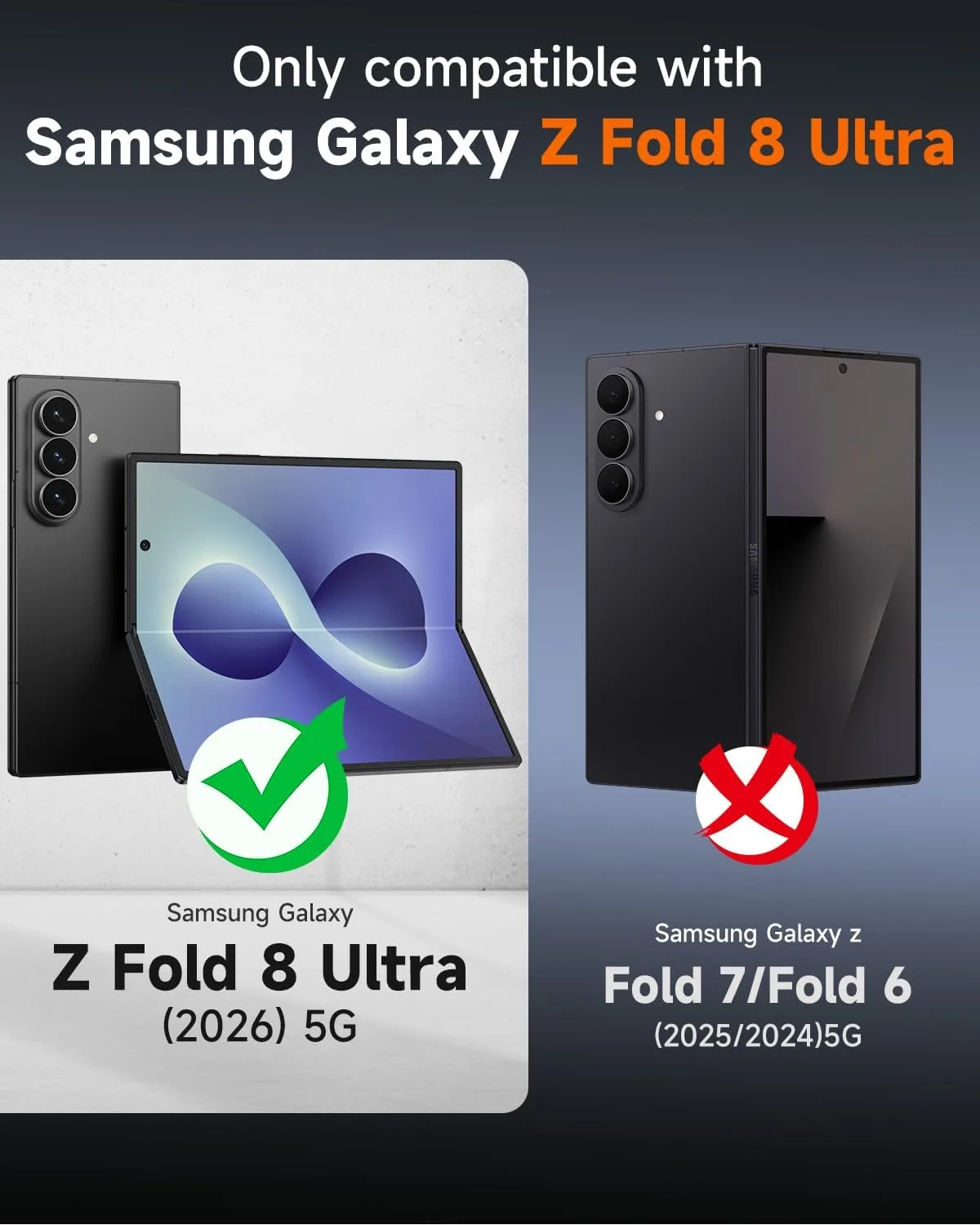 seacosmo for Samsung Galaxy Z Fold 8 Ultra Case with Stand Shockproof Black