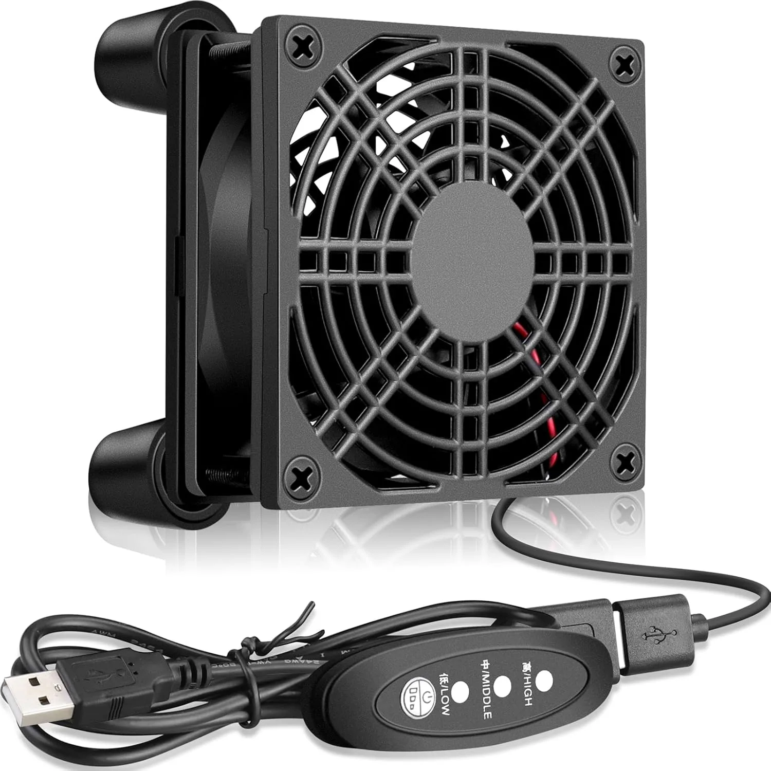 GDSTIME Quiet 80mm USB Computer Fan 5V USB Powered with 3 Speed Control