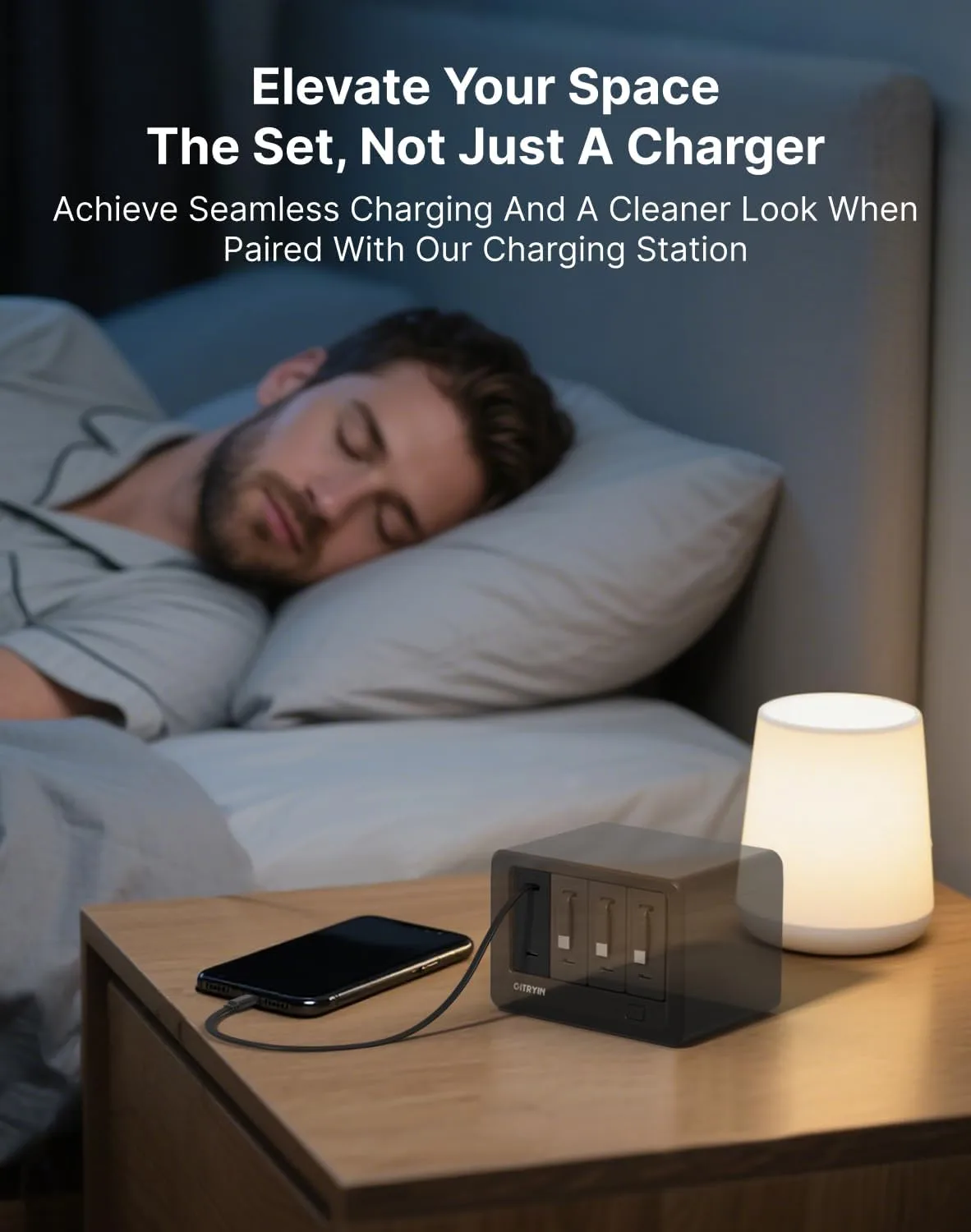 Gitryin 40W GaN Retractable USB Wall Charger, 33.5in Type-C Cable, 2 USB C