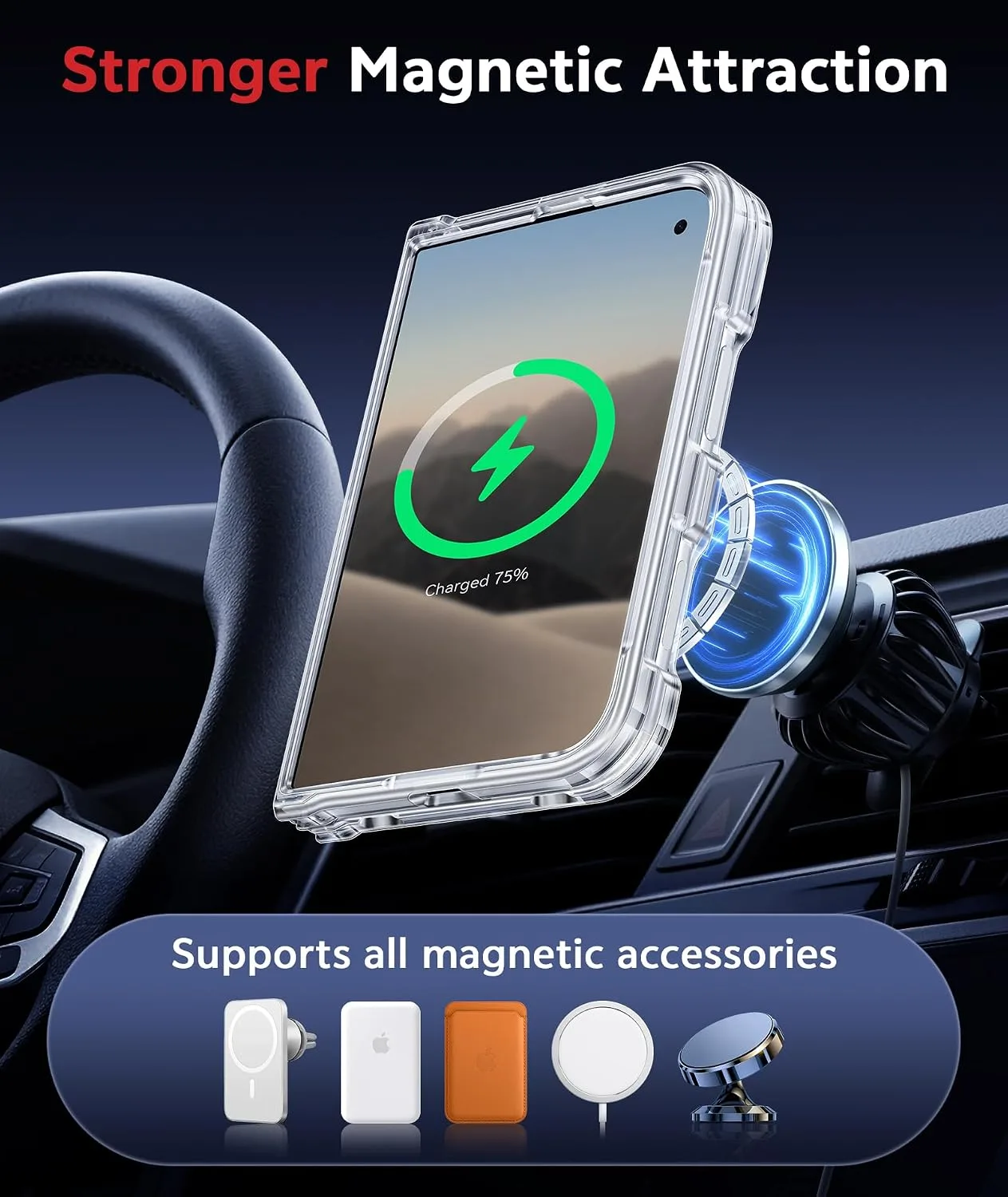 FNTCASE for iPhone Duo Case Clear Compatible with Magsafe