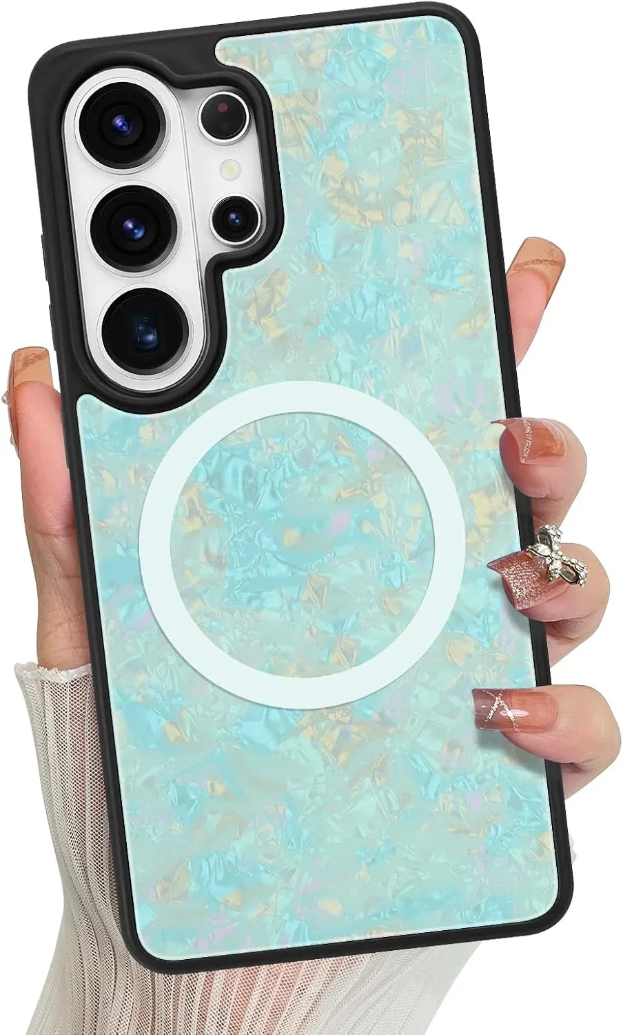 Magnetic for Samsung Galaxy S26 Ultra Case Abalone Shell, Pearl White