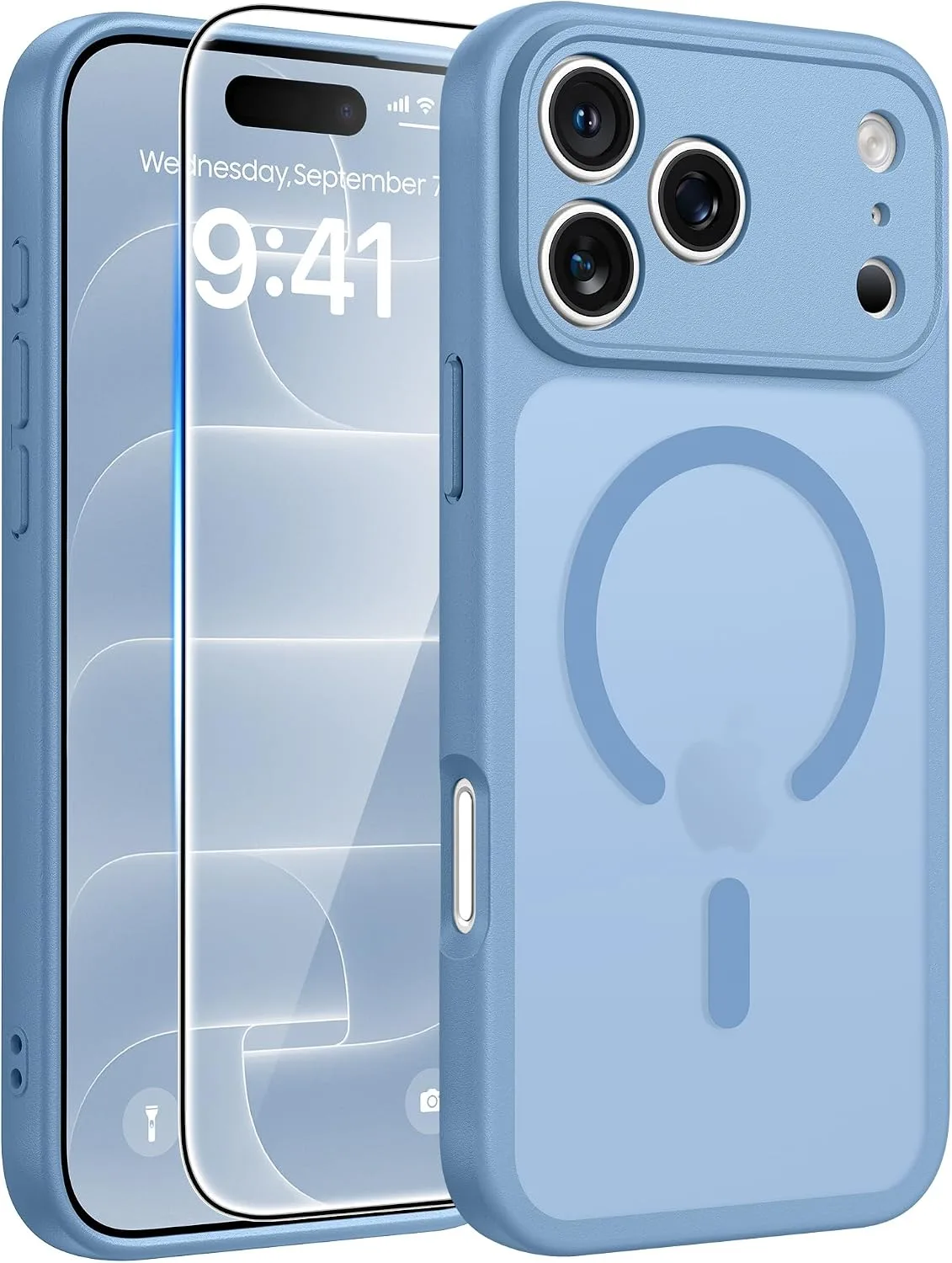 Carcasa Fntcase para iPhone 18 Pro/iPhone 17 Pro compatible con Magsafe Azul Claro