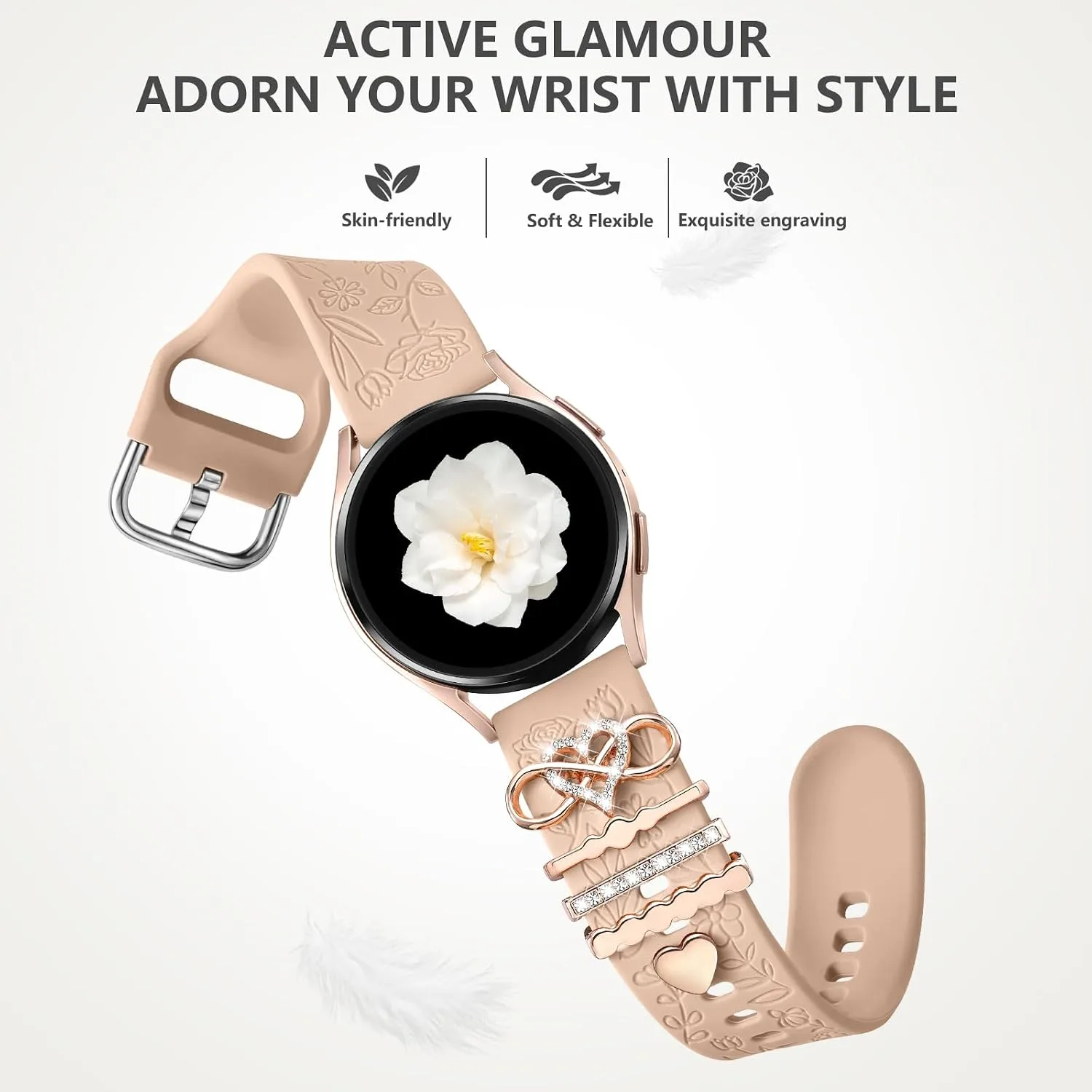 DaQin Flower Engraved Band Compatible with Samsung Galaxy Watch 7 Bands