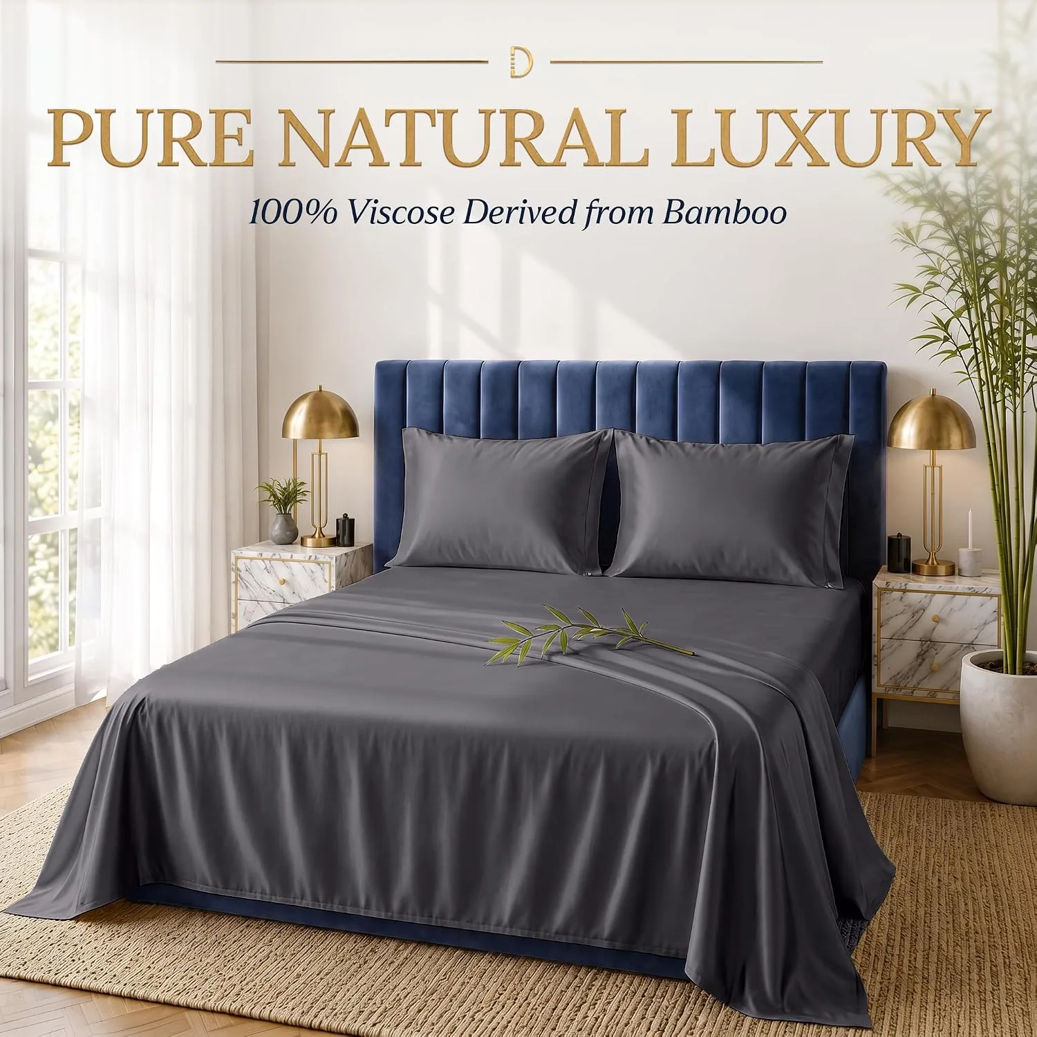DECOLURE 100% Viscose from Bamboo Sheets Twin Size | 3 Pc Cooling Bed Set