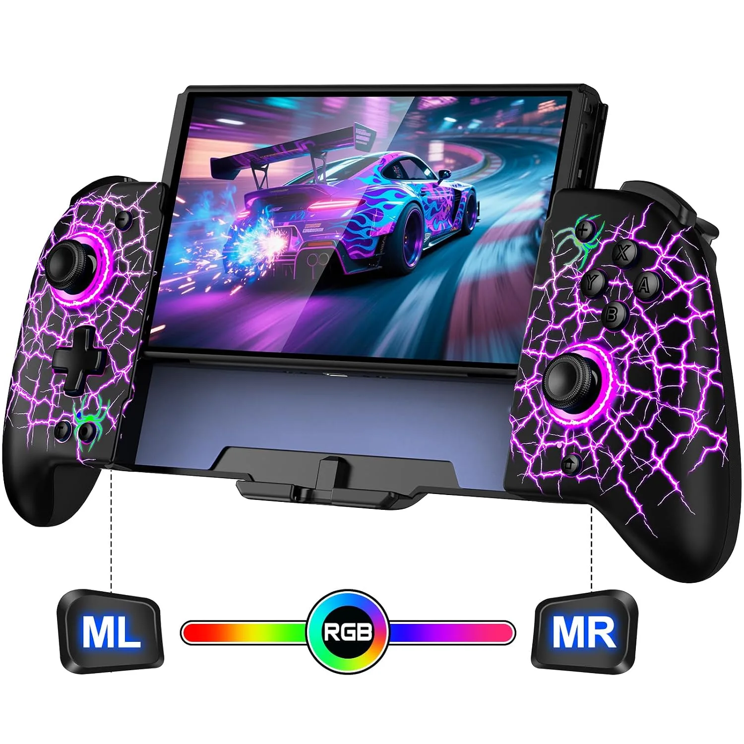 Spican Switch Controllers for Nintendo Switch/OLED, Switch Pro Controller One-Piece Joypad, Full-Size Ergonomic Handheld Mode Controller with Battery/Turbo/Programming for Switch Games