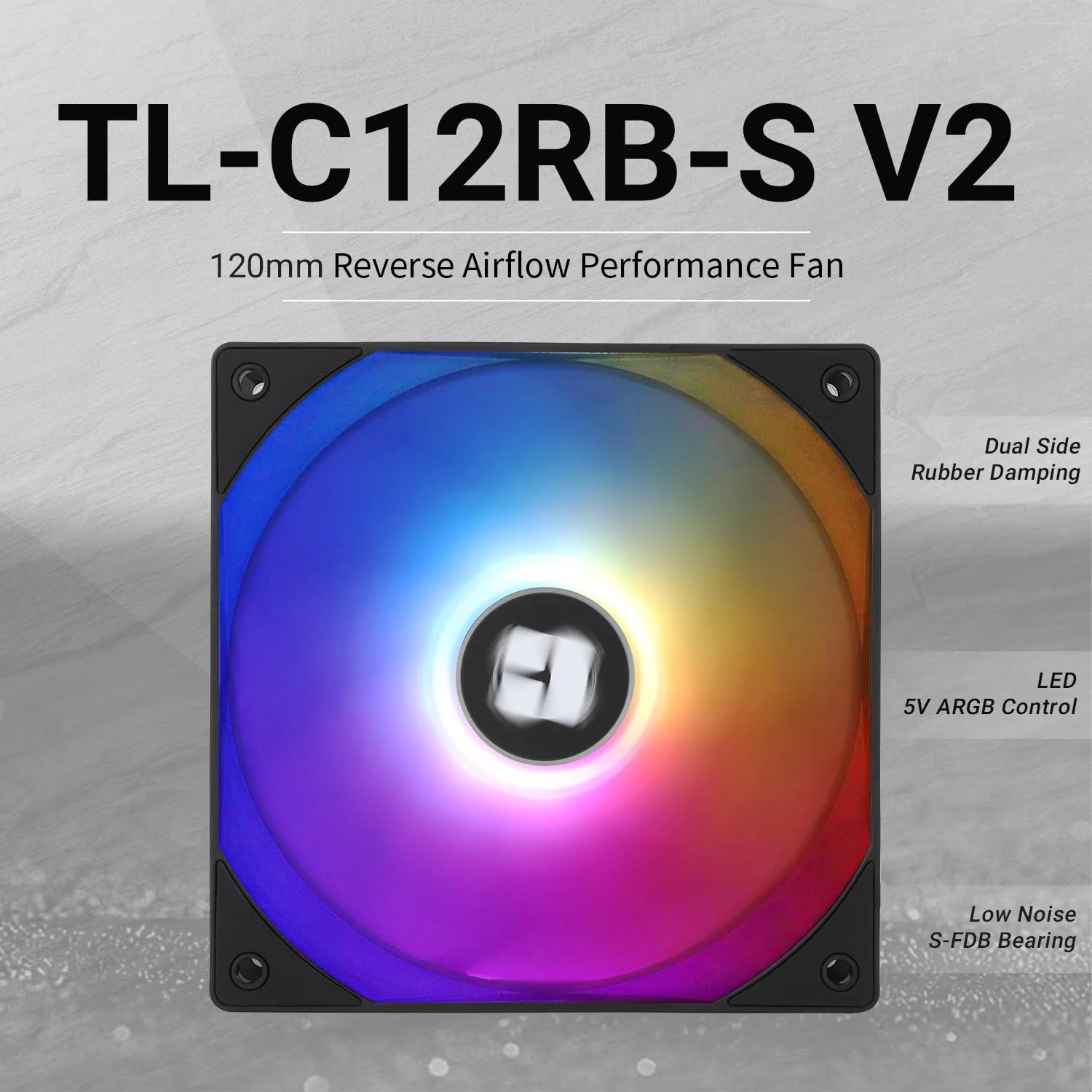 Thermalright TL-C12RB-S V2 CPU Fan 120mm ARGB Case Cooler Fan, 4pin PWM Connector Silent Computer Reverse Fan with S-FDB Bearing Included,up to 1500RPM Cooling Fan(Black ARGB)