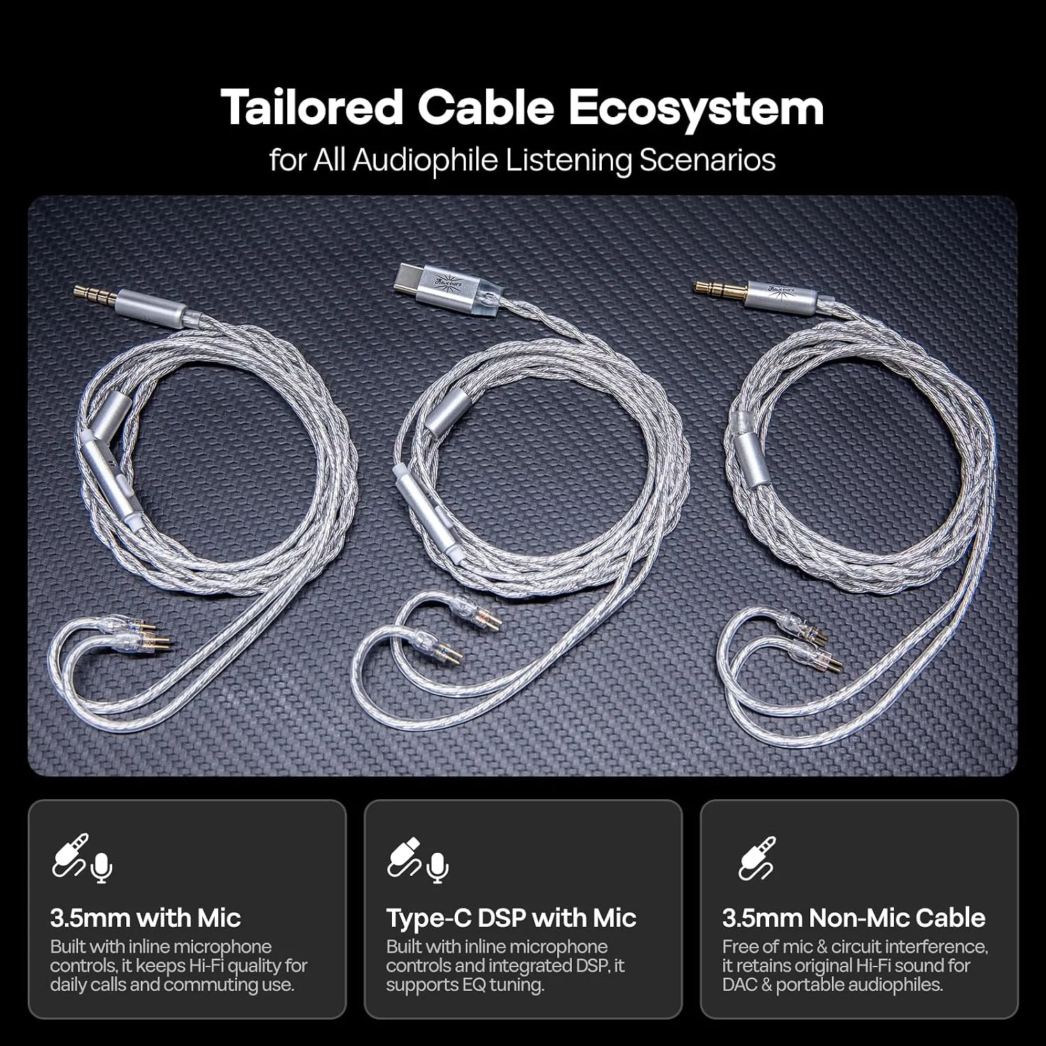 Linsoul Kiwi Ears Belle 10mm DLC Dynamic Driver in-Ear Monitor, HiFi Wired Earbuds with Silver-Plated Cables, Professional IEM for Stage Performance/Gaming/Music Production (3.5mm No MIC, Silver)