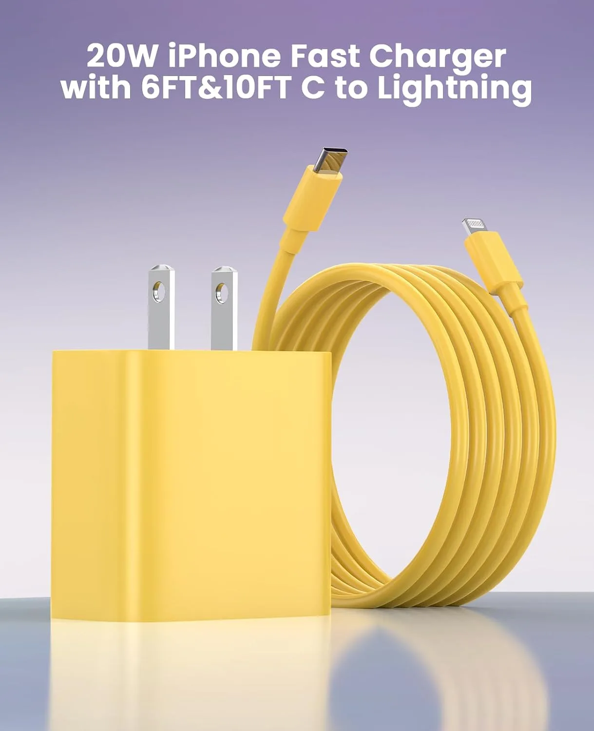 iPhone Charger Fast Charging, USB C Charger Block, 6FT/10FT Lightning Cable