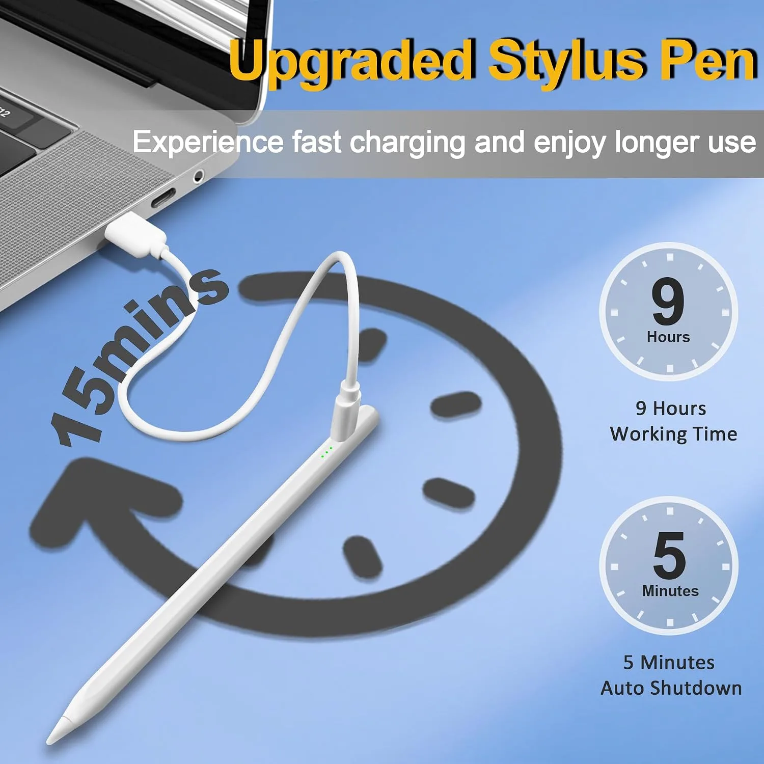 Stylus Pen for iPad 2026-2018, 15 Mins Fast Charge Pencil for Apple iPad