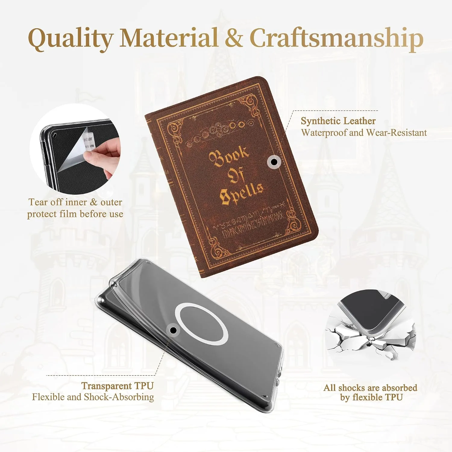 Magnetic Book Cover Case for 7'' Kindle Paperwhite & Colorsoft