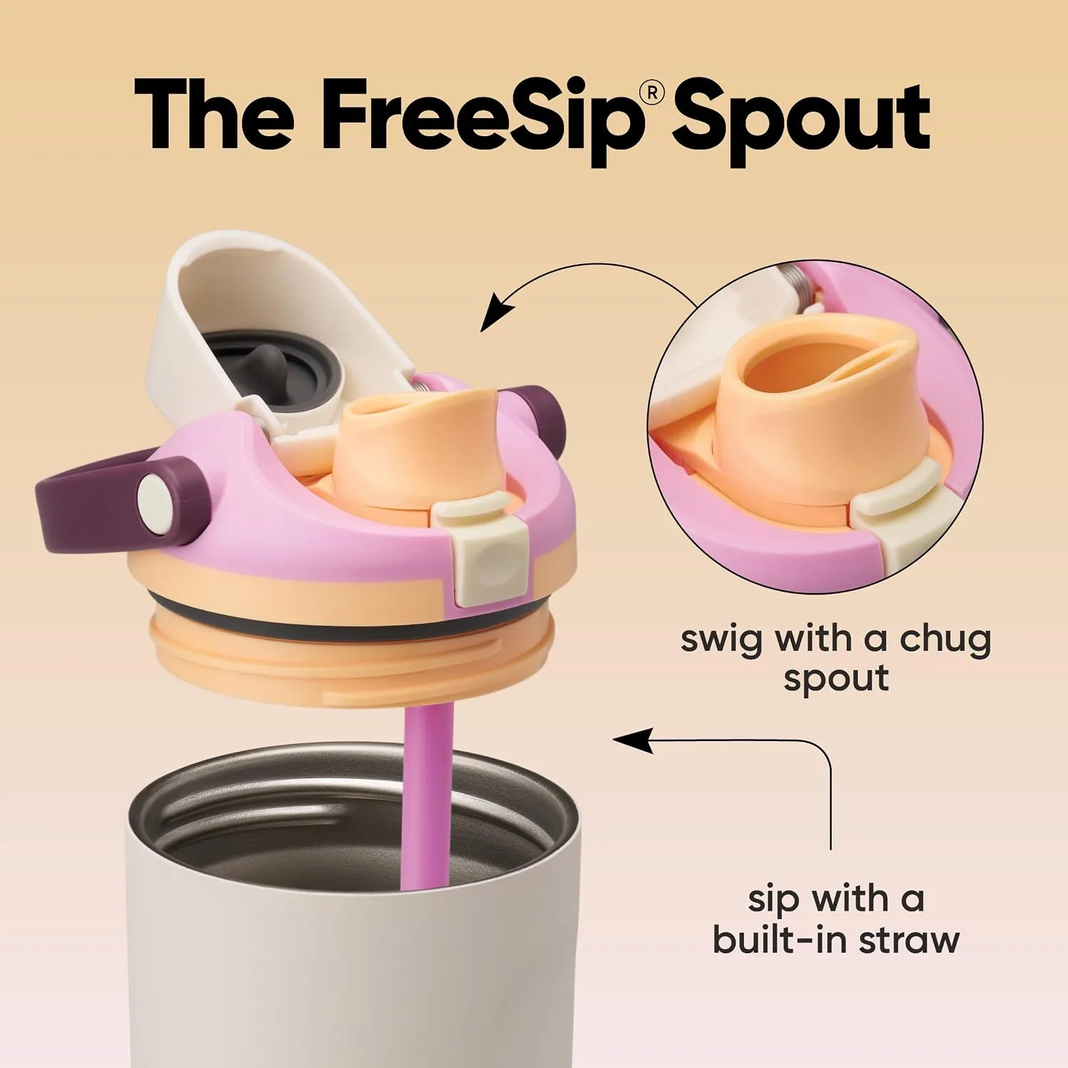 Owala FreeSip Sway Insulated Stainless Steel Water Bottle with Two-Way Spout, Built-In Straw and Bucket Handle, Made for Travel, School, and Sports, 30oz, BPA Free, Leak Proof, Daybreak