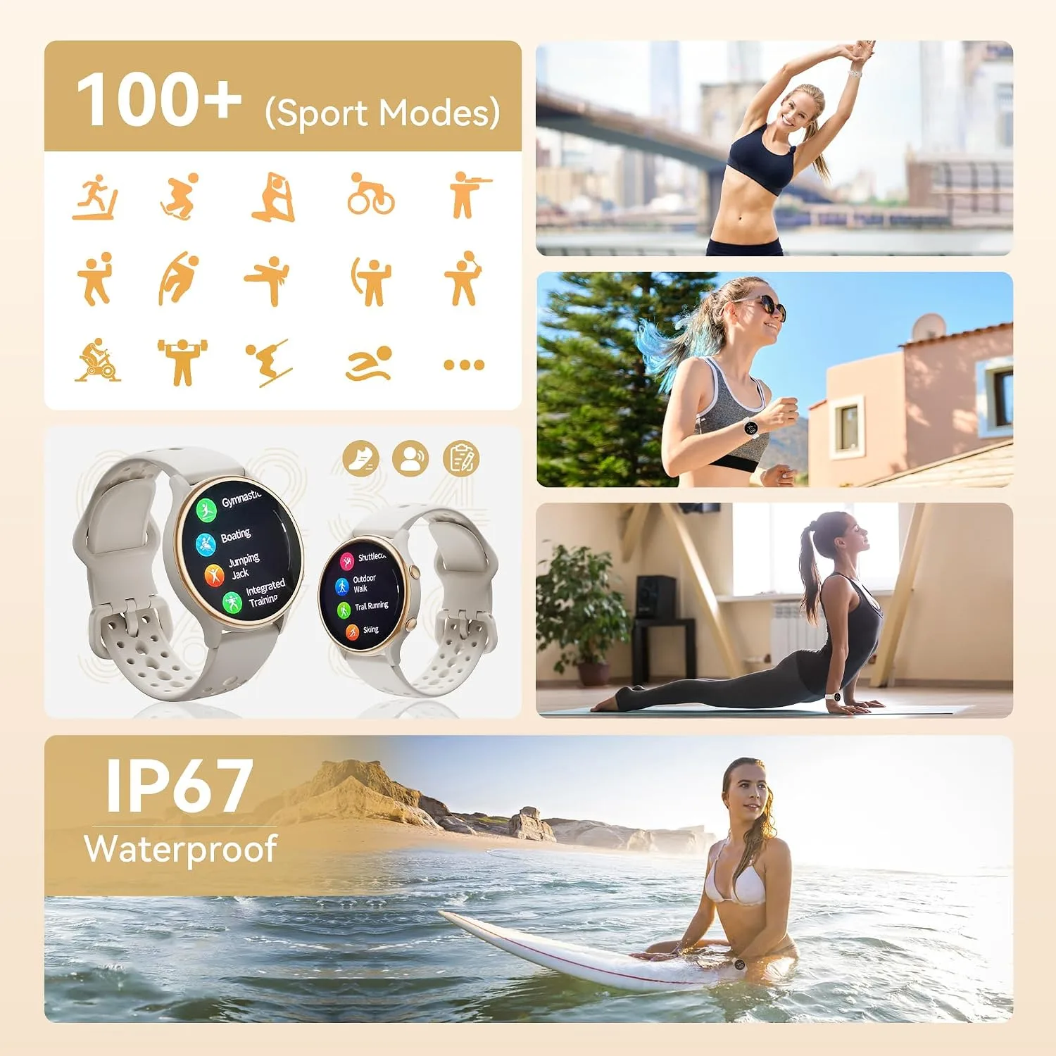 ICOMTOFIT Smart Watches for Women, Fitness Tracker with Heart Rate & SpO2 Monitor, IP67 Waterproof Activity Tracker for Men & Women, Smart Watch Works with Android and iPhone
