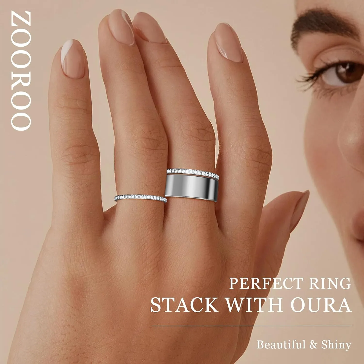 2-Pack 14K Gold Plated Stackable Bands for Oura Ring 5/Oura Ring Gen 4/3