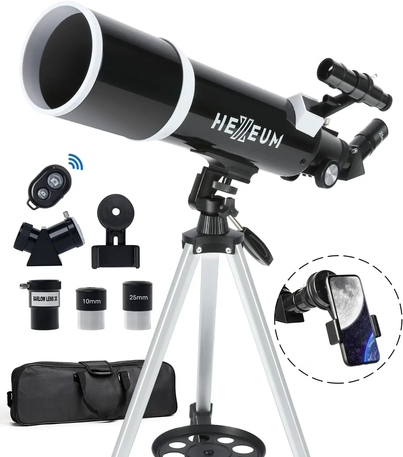 Telescopio Koolpte 80mm Refractor 600mm para Adultos y Principiantes con Montura AZ