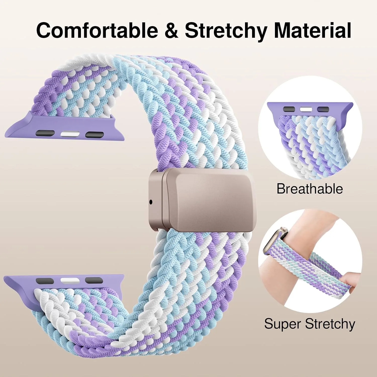 Braided Stretchy Magnetic Sport Band for Apple Watch Bands for Women Men
