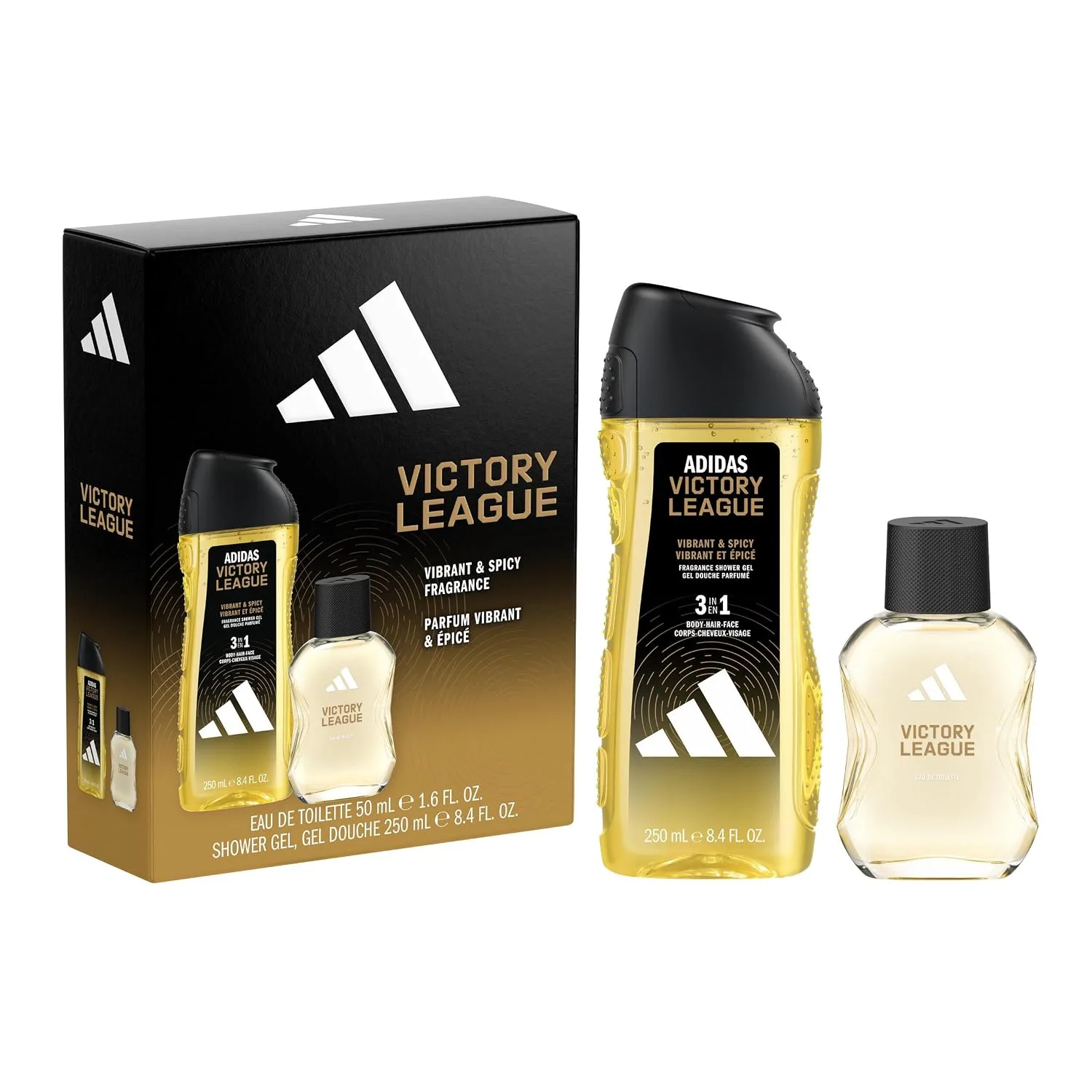 adidas Victory League Giftset including Eau de Toilette (1.6fl oz.) and Shower Gel (8.4fl oz.), For Him, Vibrant & Spicy Fragrance