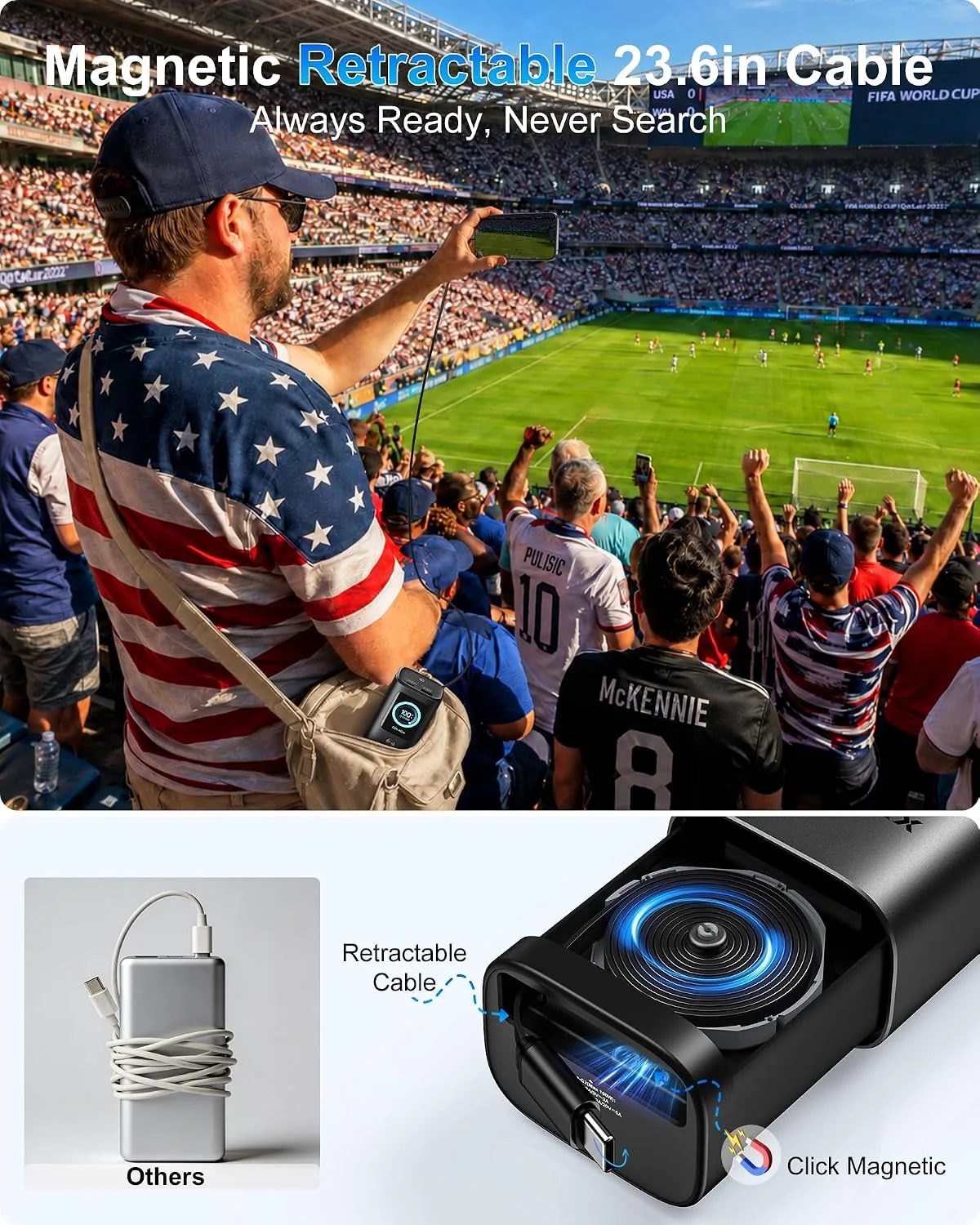 AsperX Laptop Power Bank, 165W 20,000mAh Retractable Cable Aluminum Unibody