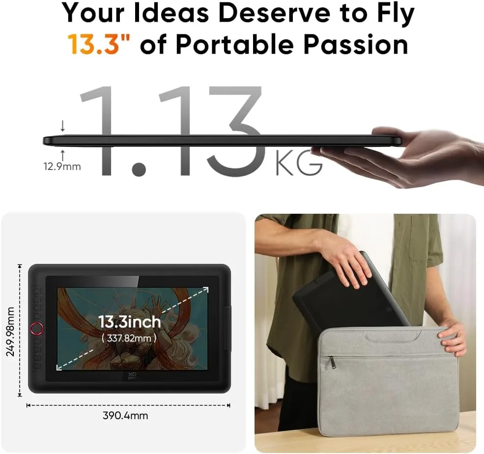 XP-PEN Artist 13.3 Pro V2 Drawing Tablet with Screen, 16K Pressure Sensitivity Digital Drawing Tablet for PC Mac Chromebook Android, Fully Laminated Graphic Tablet with Pen, Foldable Stand Included