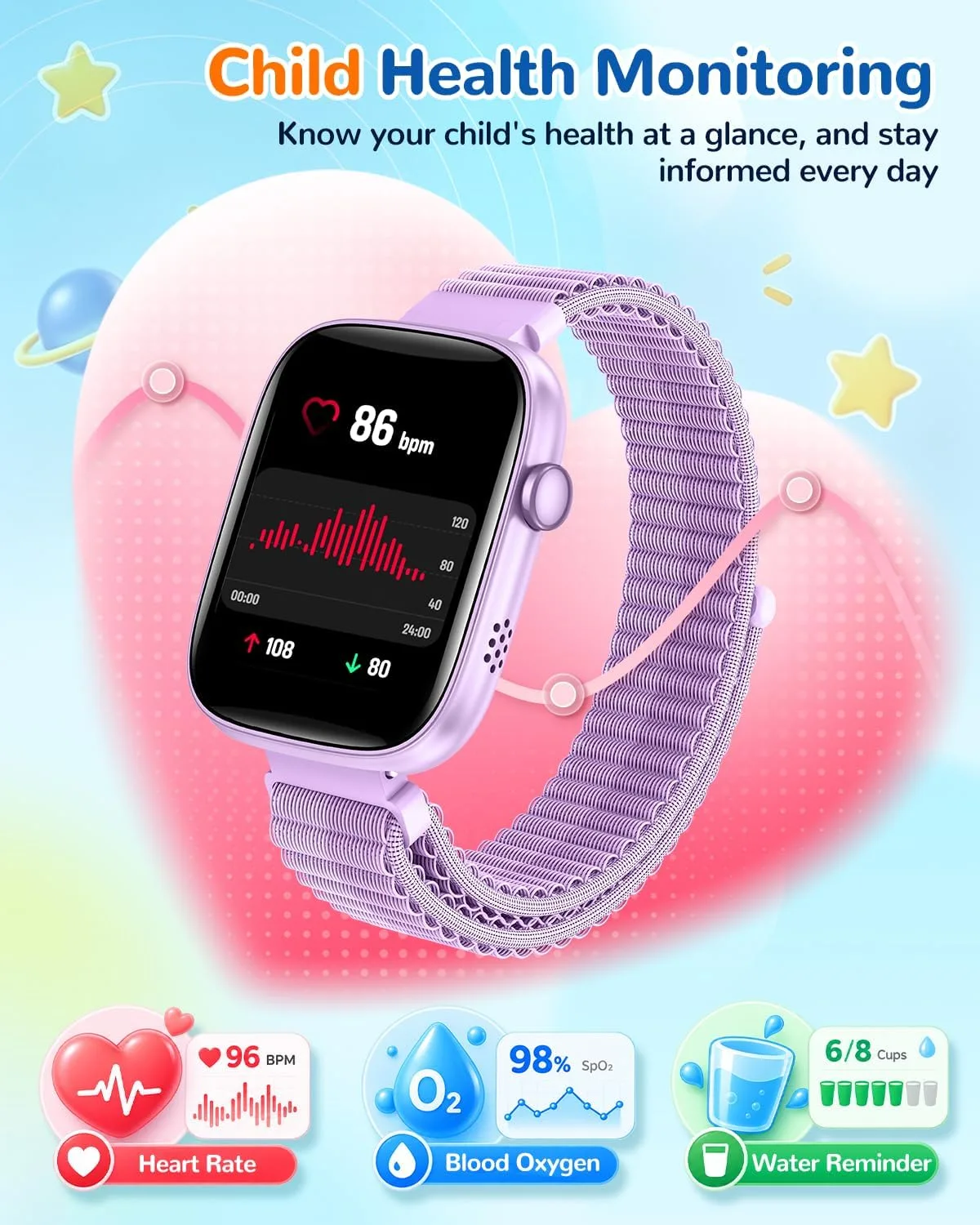 Smart Watch for Kids No Phone Need, Fitness Tracker Watch Puzzle Game 2Band