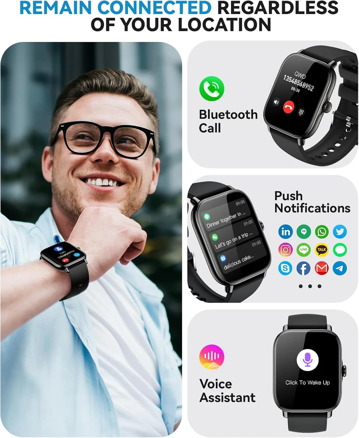 Smart Watch for Women Men- Answer/Make Call, 2025 IP68 Waterproof Fitness Step Tracker Watch with Sleep Monitor/Activity Counter/110+ Sport Mode, Smartwatch for Andriod iPhone iOS Samsung Compatible
