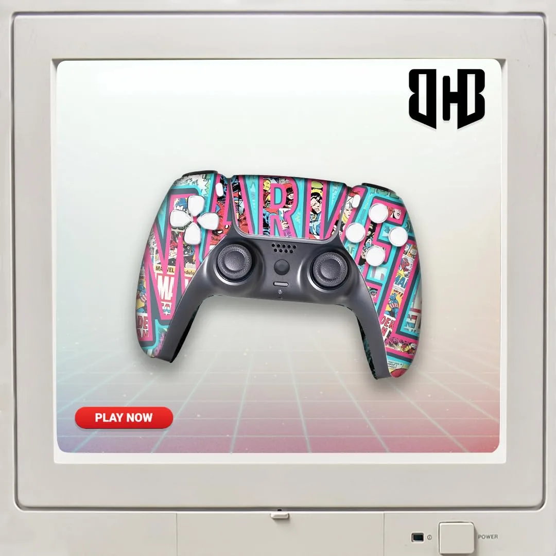 Marrvel Custom PS-5 Controller Wireless compatible with Play-Station 5 Console by BCB Controllers | Proudly Customized in USA with Permanent HYDRODIP Printing(NOT JUST A SKIN)(MODDED)