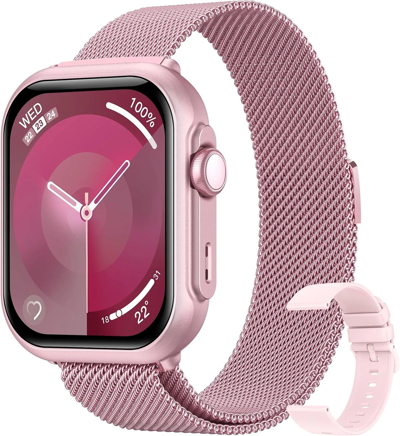 Smart Watches for Women, 1.85" HD Smartwatch with Heart Rate/Sleep/Health Monitor, Fitness Trackers with 100+ Sports Mode、Answer/Make Call and 1000mAh Battery, Compatible iPhone/Android, with 2 Bands