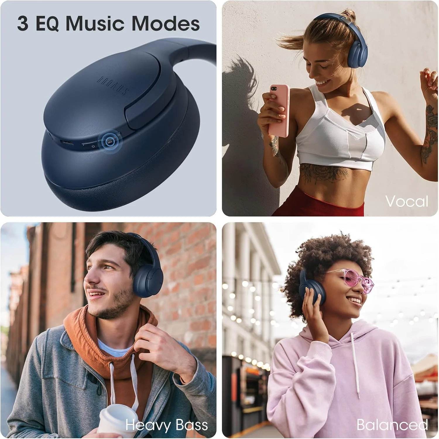 DOQAUS Wireless Headphones Over Ear, Bluetooth Headphones, APP Control