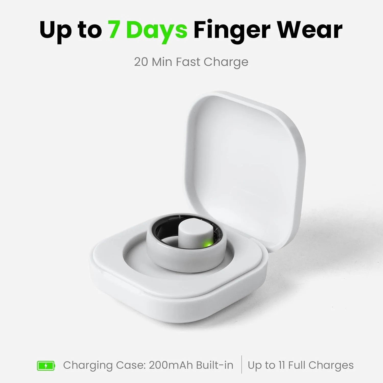 White MounTova T3 Ceramic Smart Ring for Women, Sleep & Health Tracker
